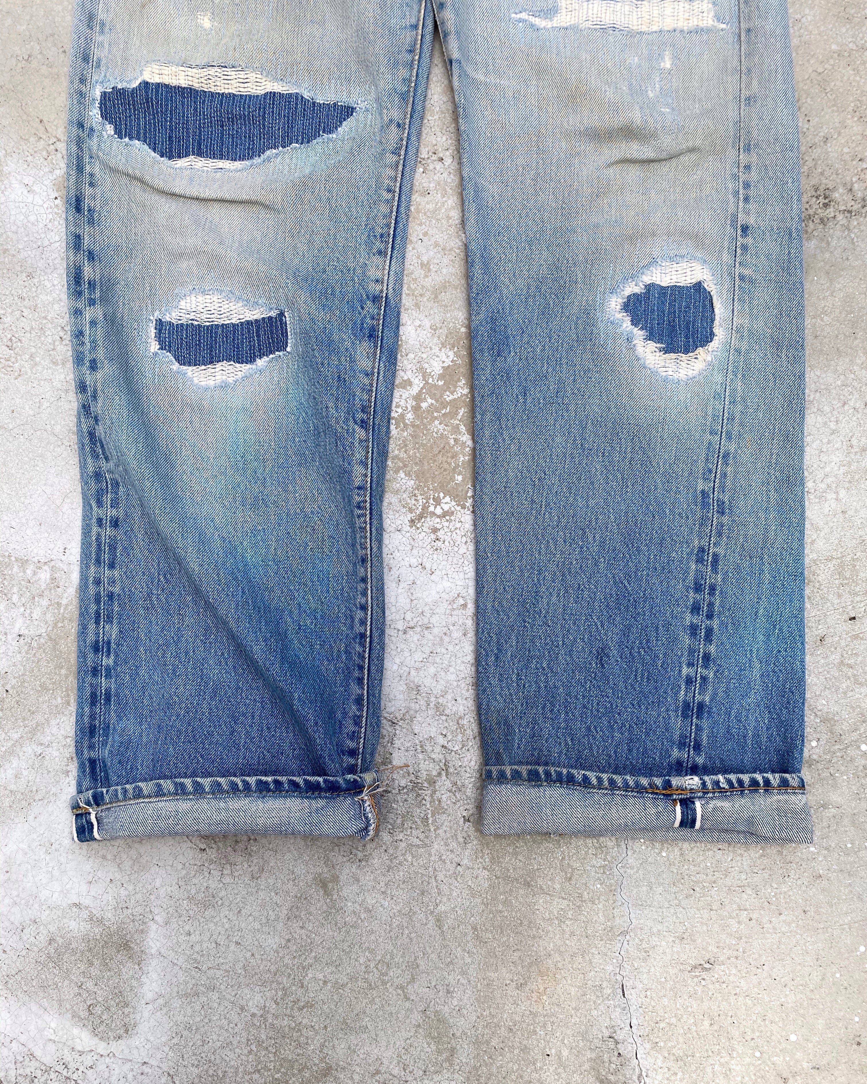 1970S LEVI’S 501 PATCHWORK SELVEDGE JEANS (31X34)