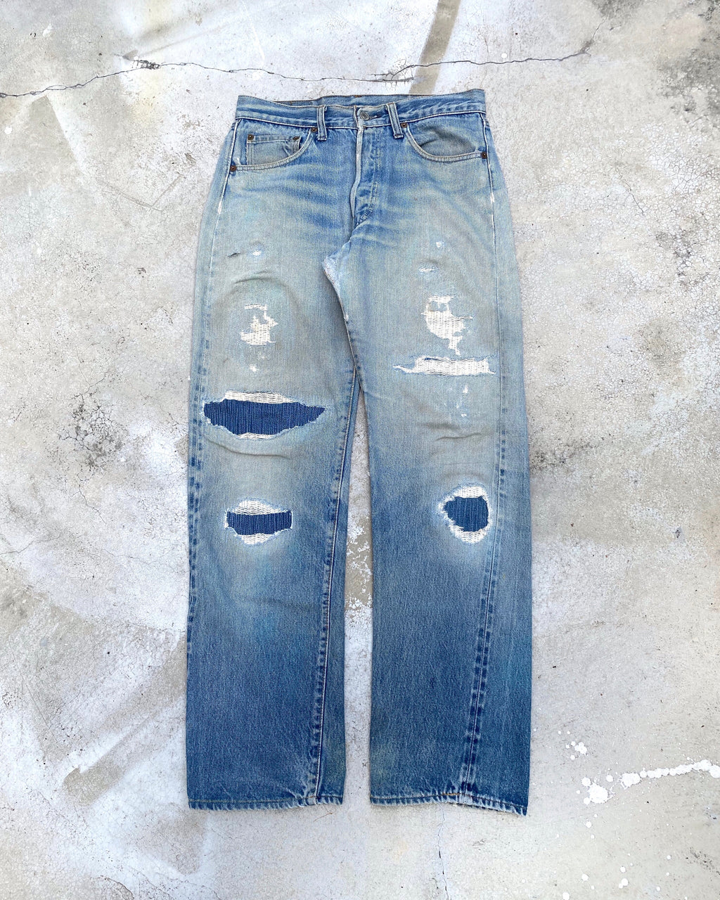 1970S LEVI’S 501 PATCHWORK SELVEDGE JEANS (31X34)