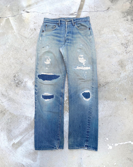 1970S LEVI’S 501 PATCHWORK SELVEDGE JEANS (31X34)