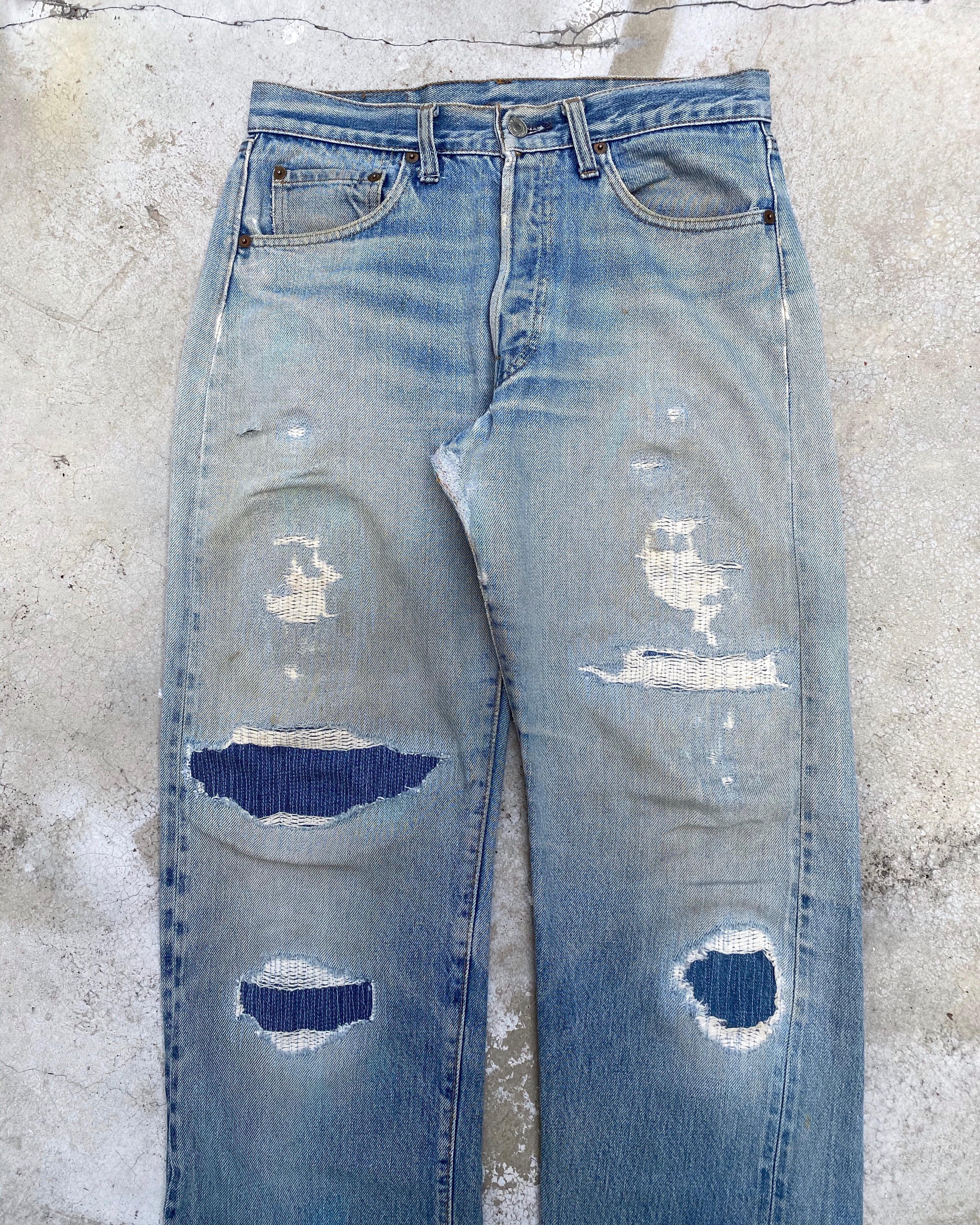 1970S LEVI’S 501 PATCHWORK SELVEDGE JEANS (31X34)