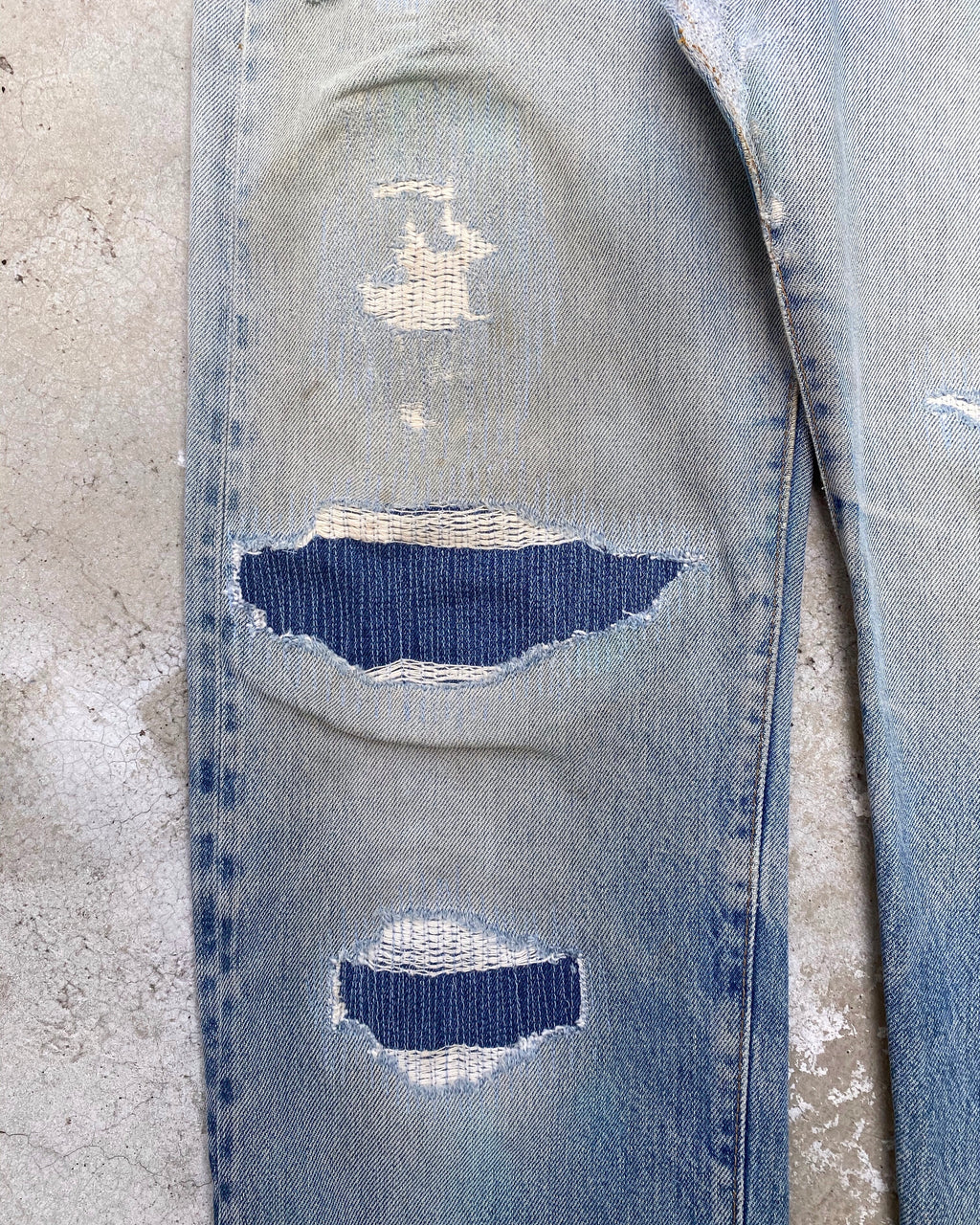 1970S LEVI’S 501 PATCHWORK SELVEDGE JEANS (31X34)