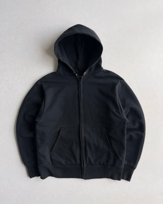 1990S BLACK THERMAL LINED ZIP-UP RAGLAN HOODIE (M)