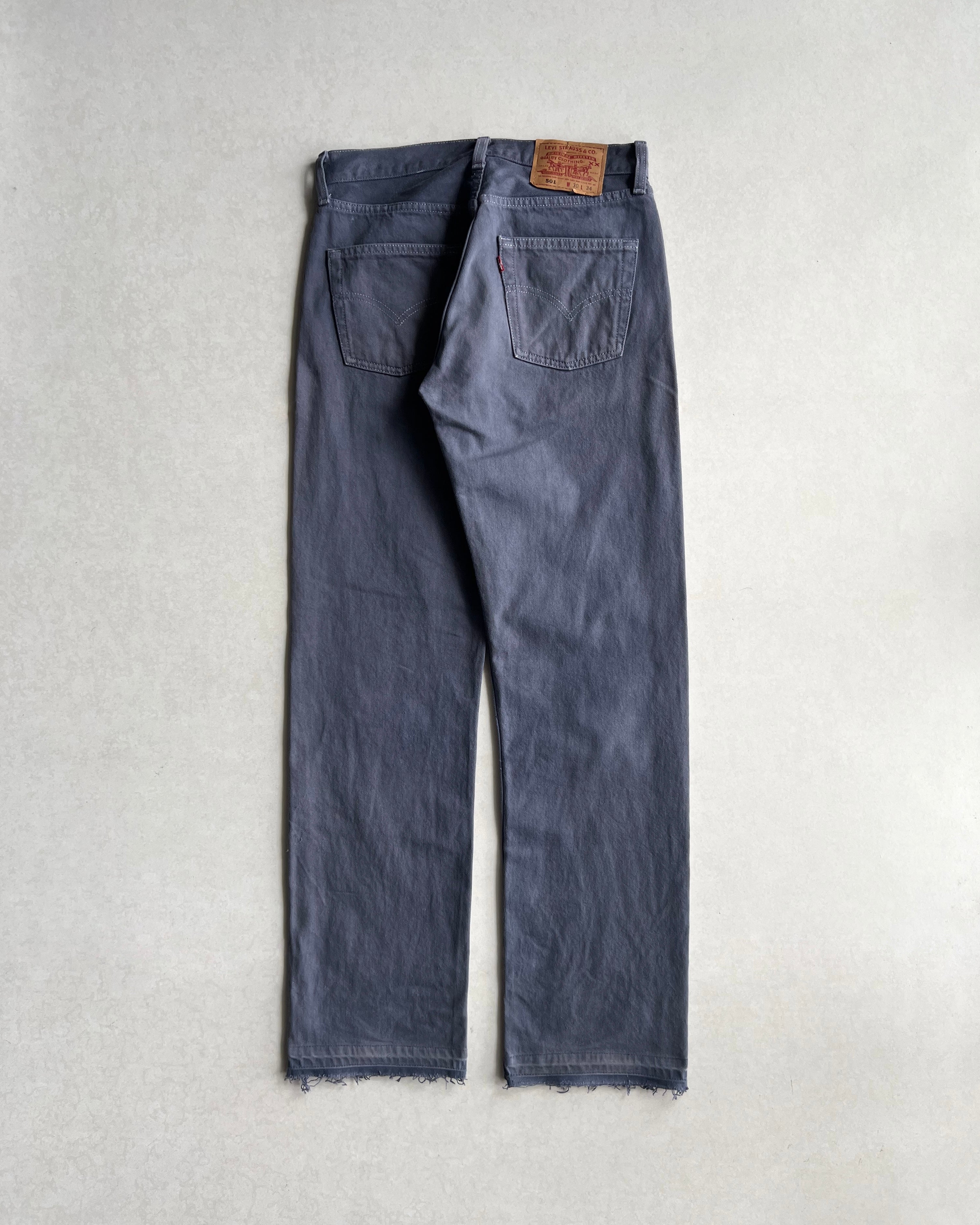 1990S PURPLE/GREY LEVI'S 501 RELEASED HEM JEANS (30X34)