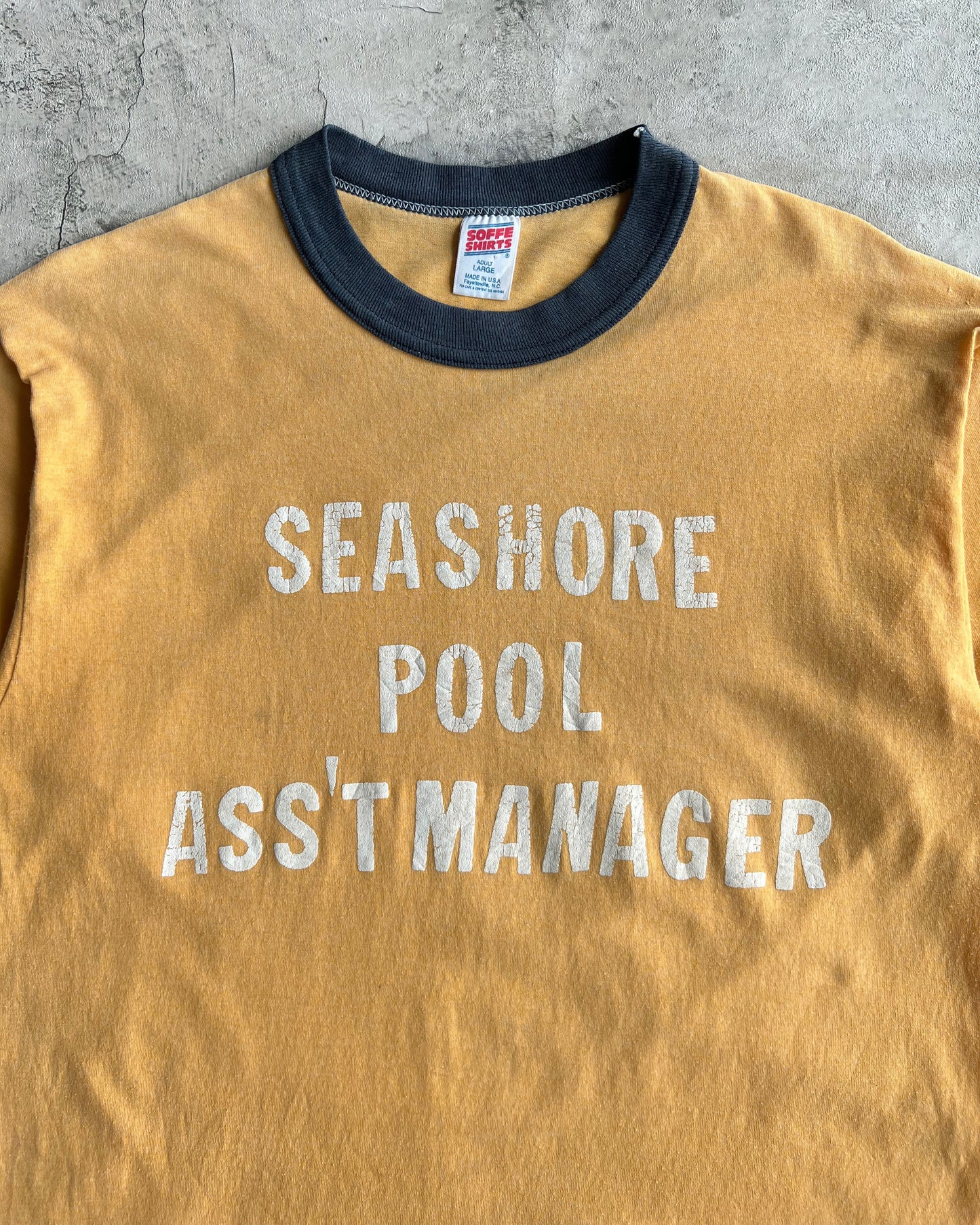 1980S 'SEASHORE POOL ASS'T MANAGER' RINGER TEE (L)