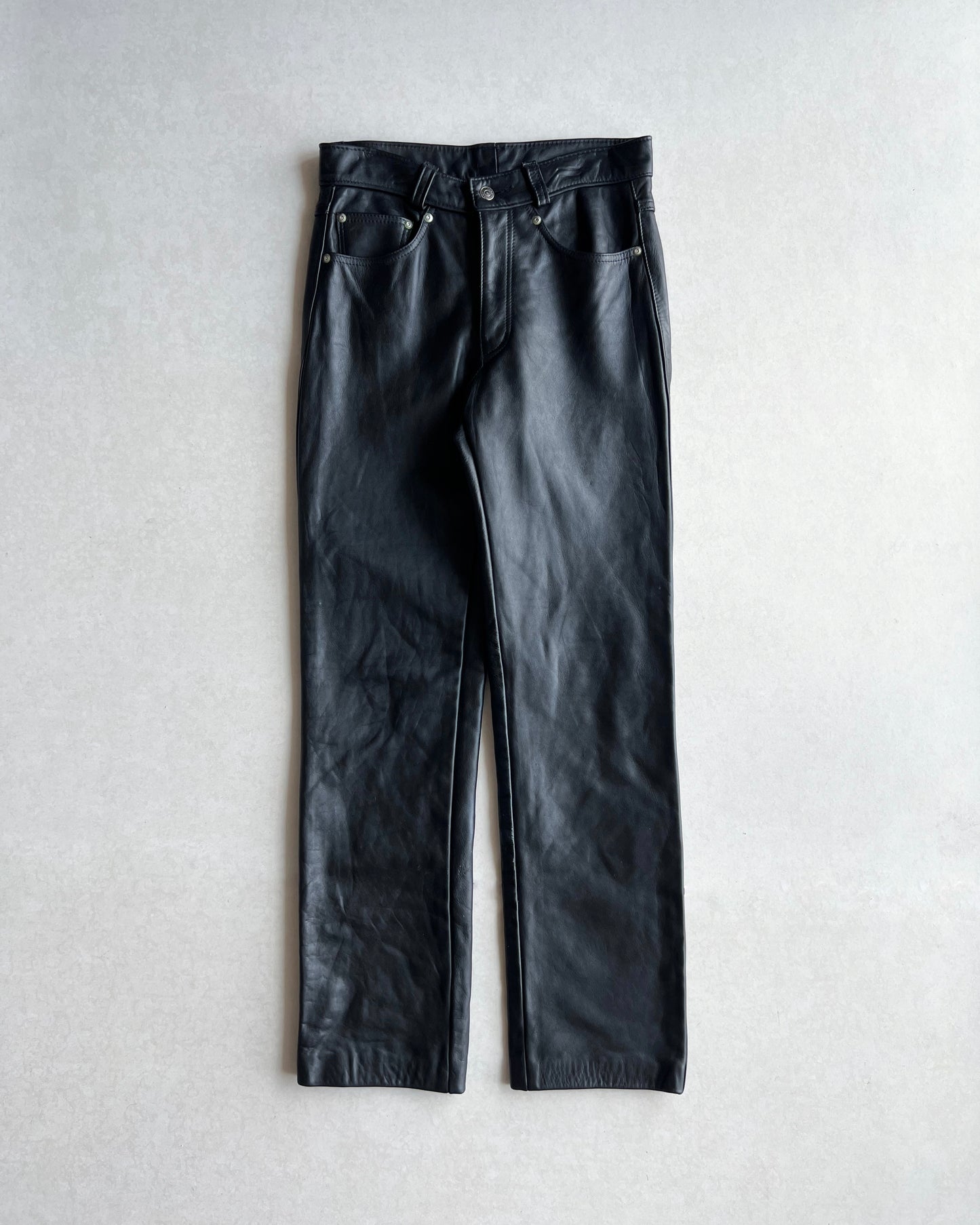 1990S SCHOTT BLACK LEATHER PANTS (30X30)