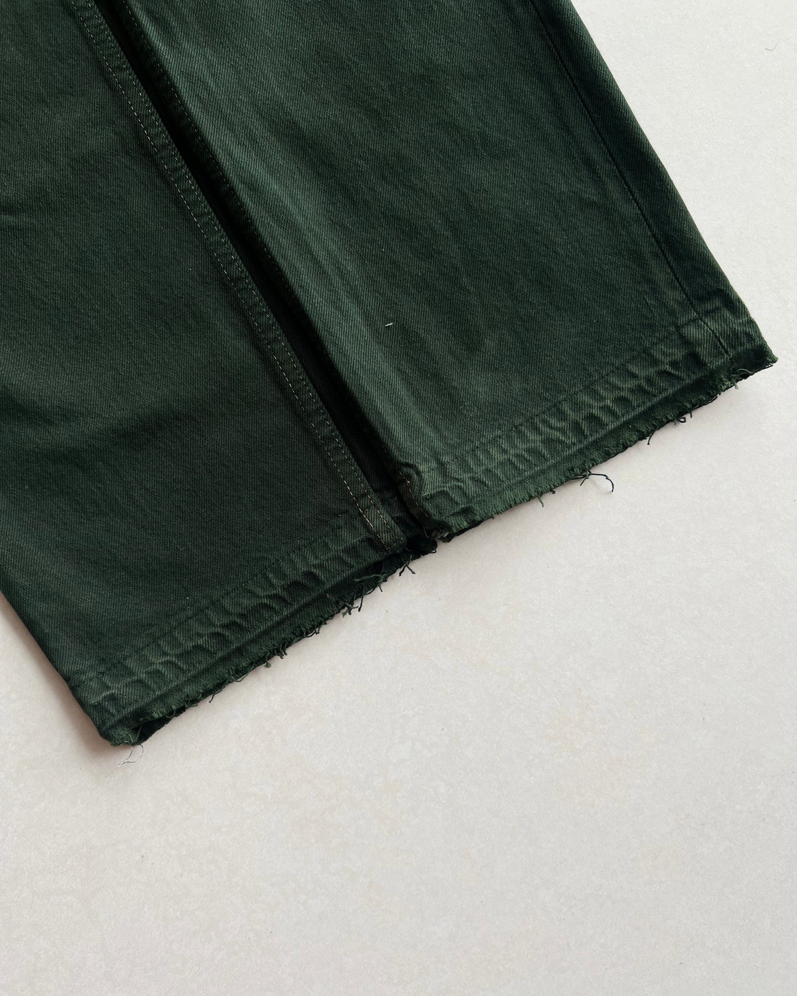 1990S DARK GREEN LEVI'S 501 RELEASE HEM JEANS (32X32)