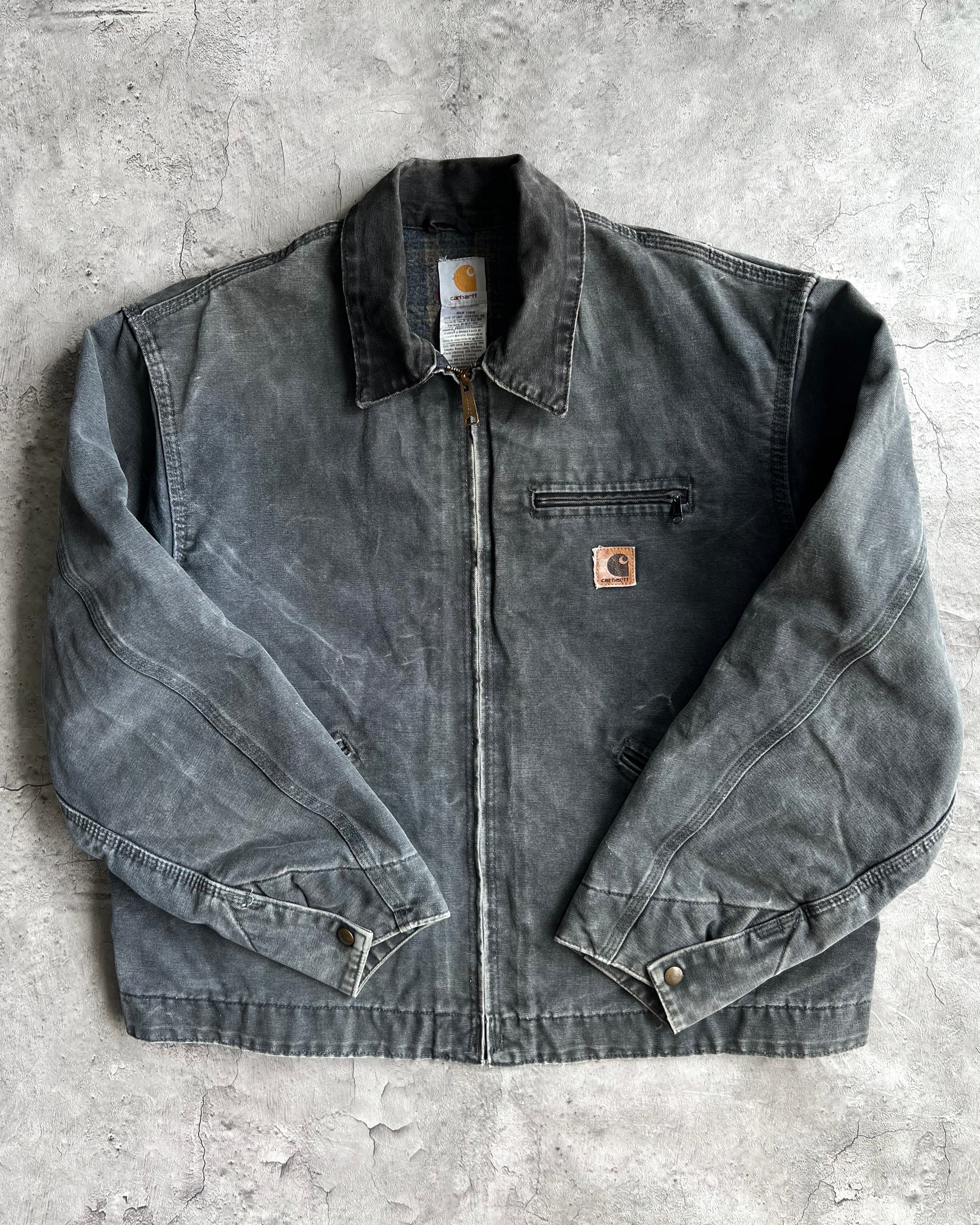 1990S FADED GREY CARHARTT DETROIT WORK JACKET (XL)