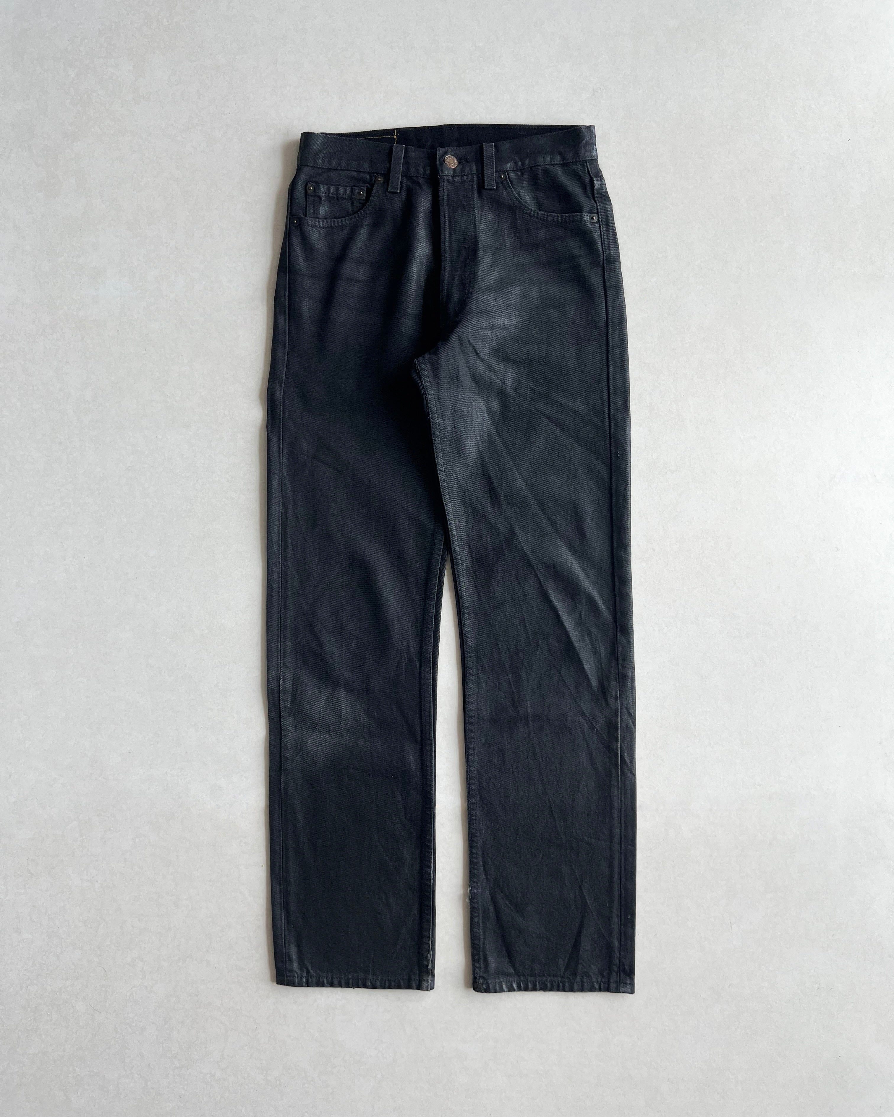 1980S BLACK WAXED LEVI'S 501 JEANS (29X30)