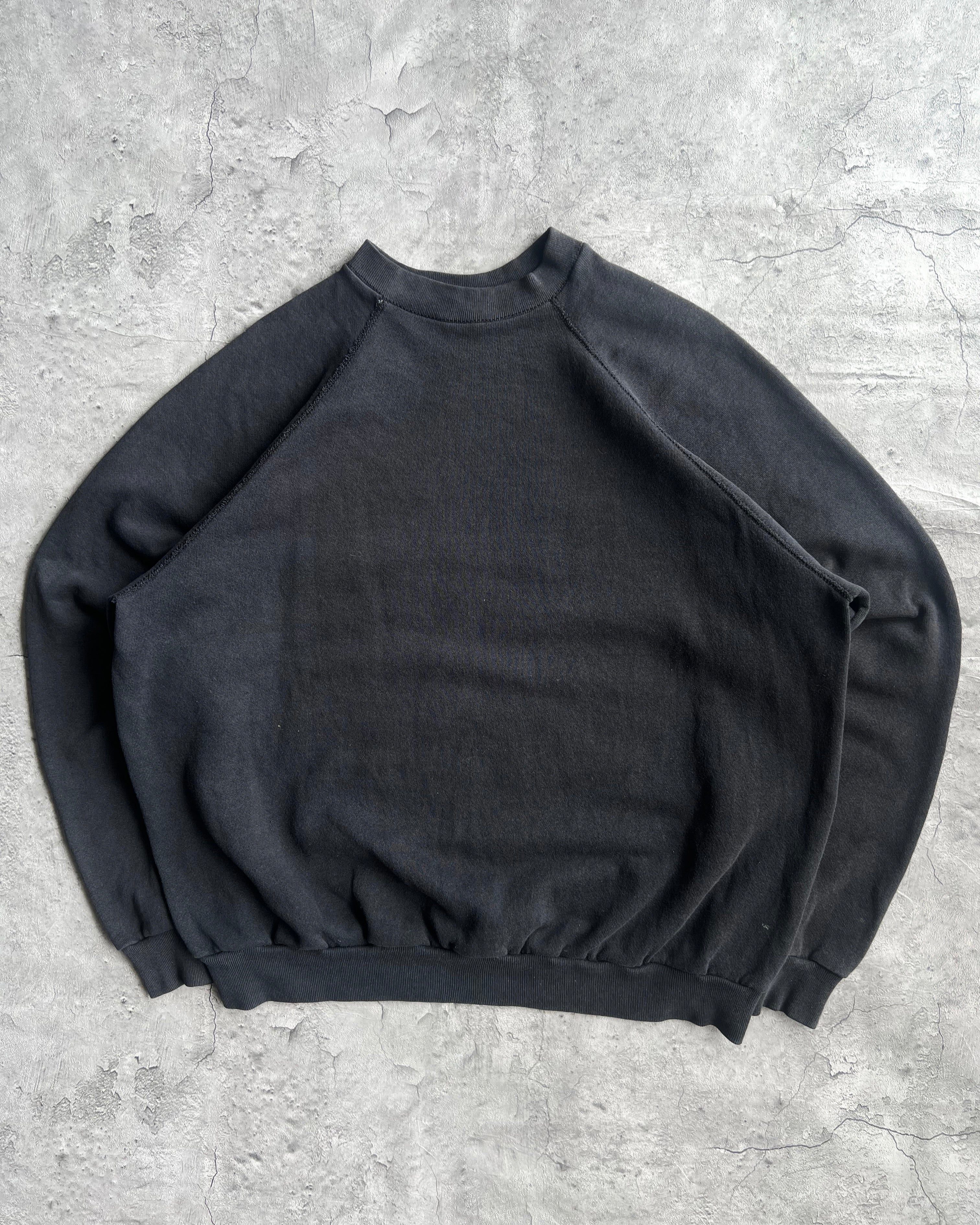 1990S FADED BLACK BLANK TULTEX RAGLAN SWEATSHIRTS (XL)