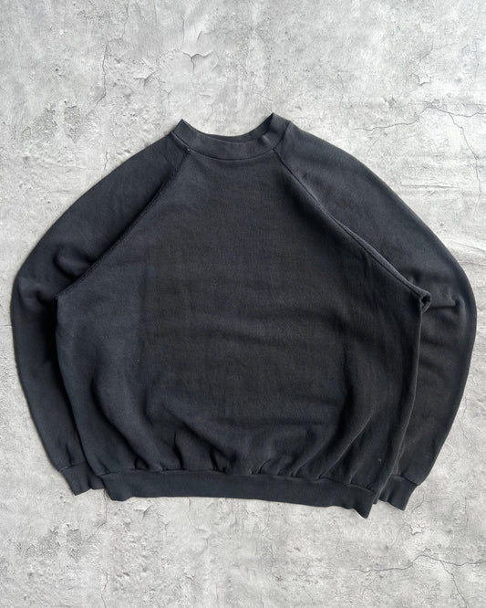 1990S FADED BLACK BLANK TULTEX RAGLAN SWEATSHIRTS (XL)
