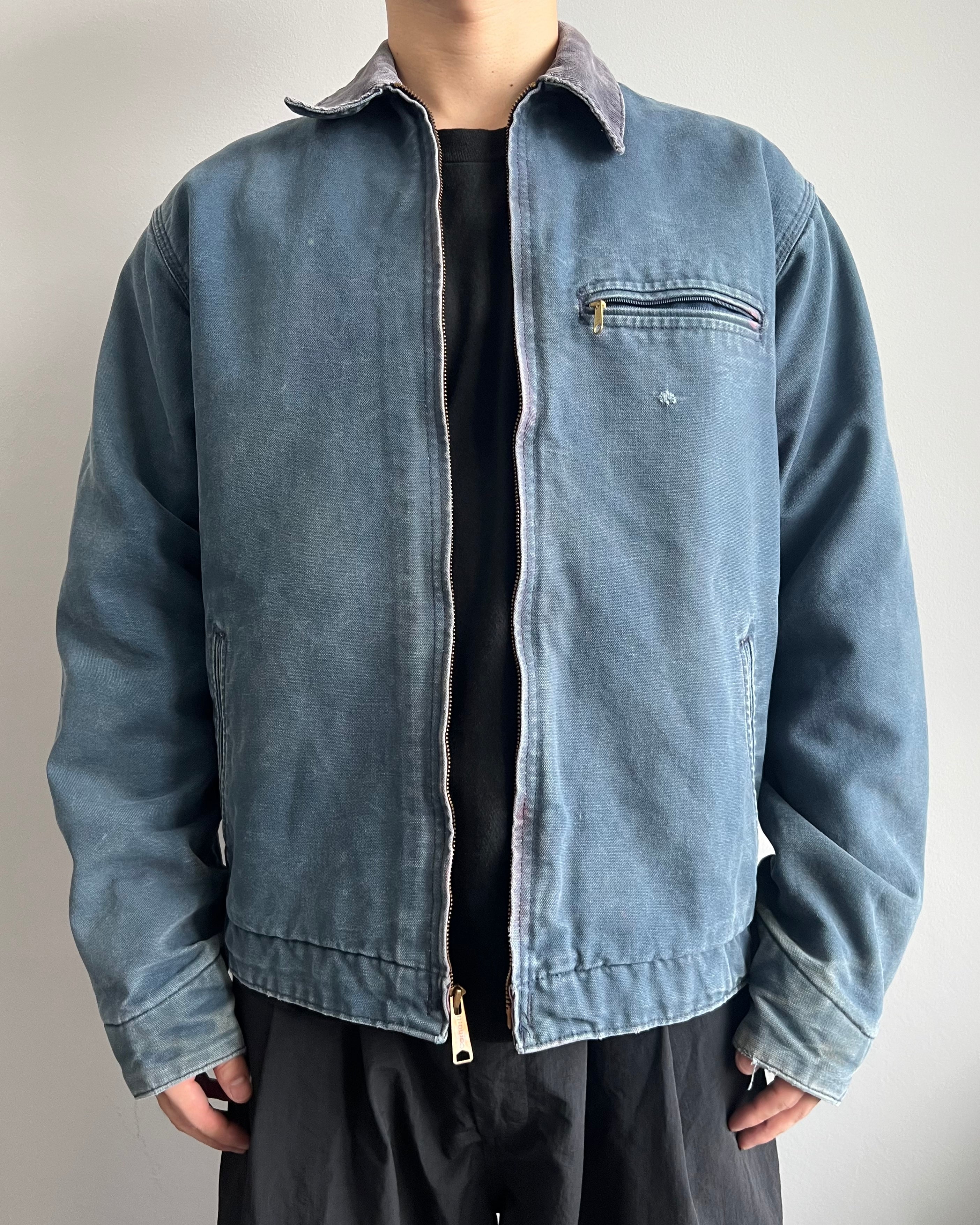 1990S FADED NAVY CARHARTT DETROIT WORK JACKET (L)