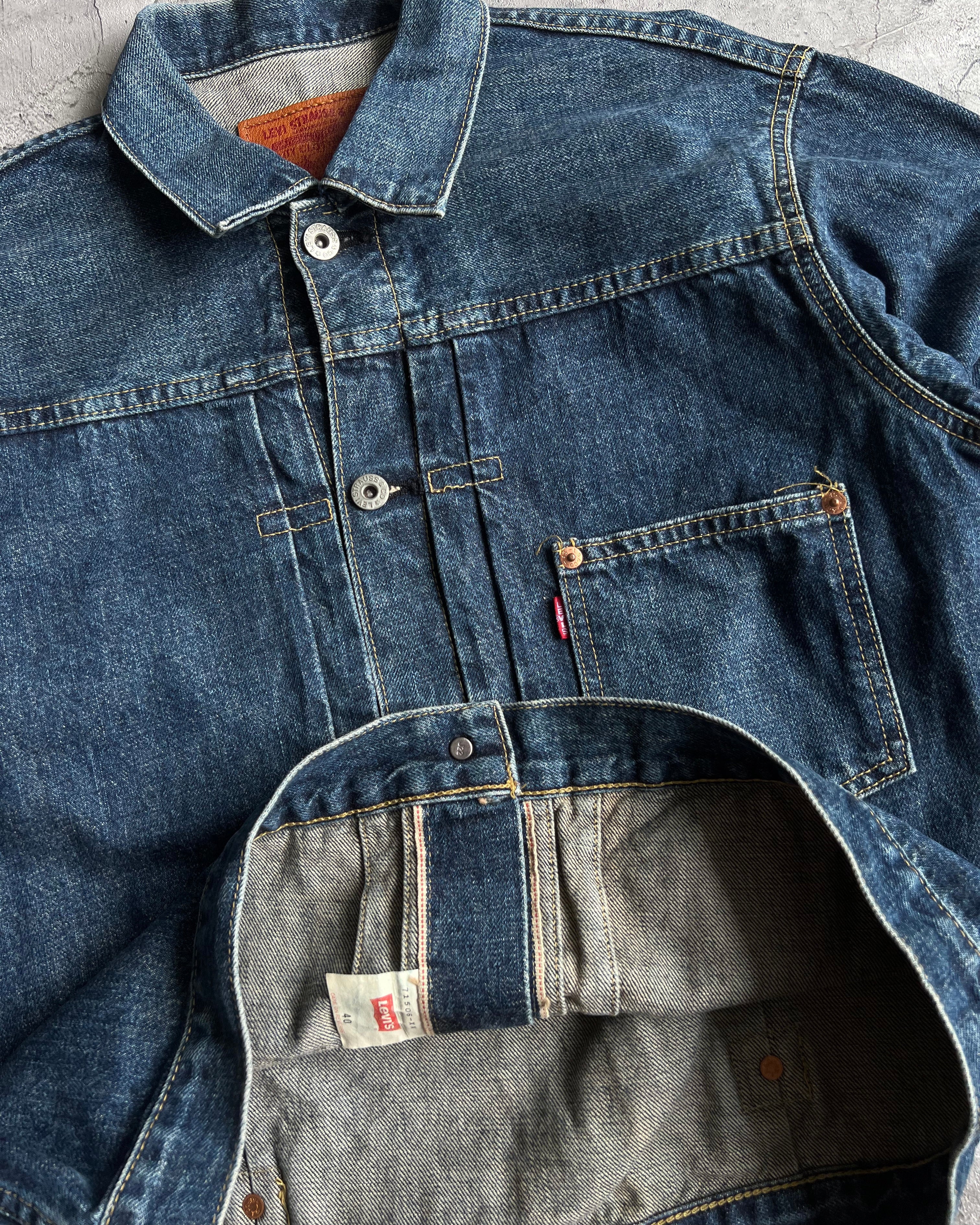 1990S DARK WASHED BIG E LEVI'S TYPE I DENIM JACKET (M/L)