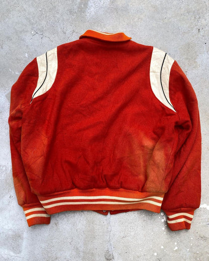 1950S SUN FADED ‘P’ LETTERMAN ORANGE VARSITY JACKET (M/L)