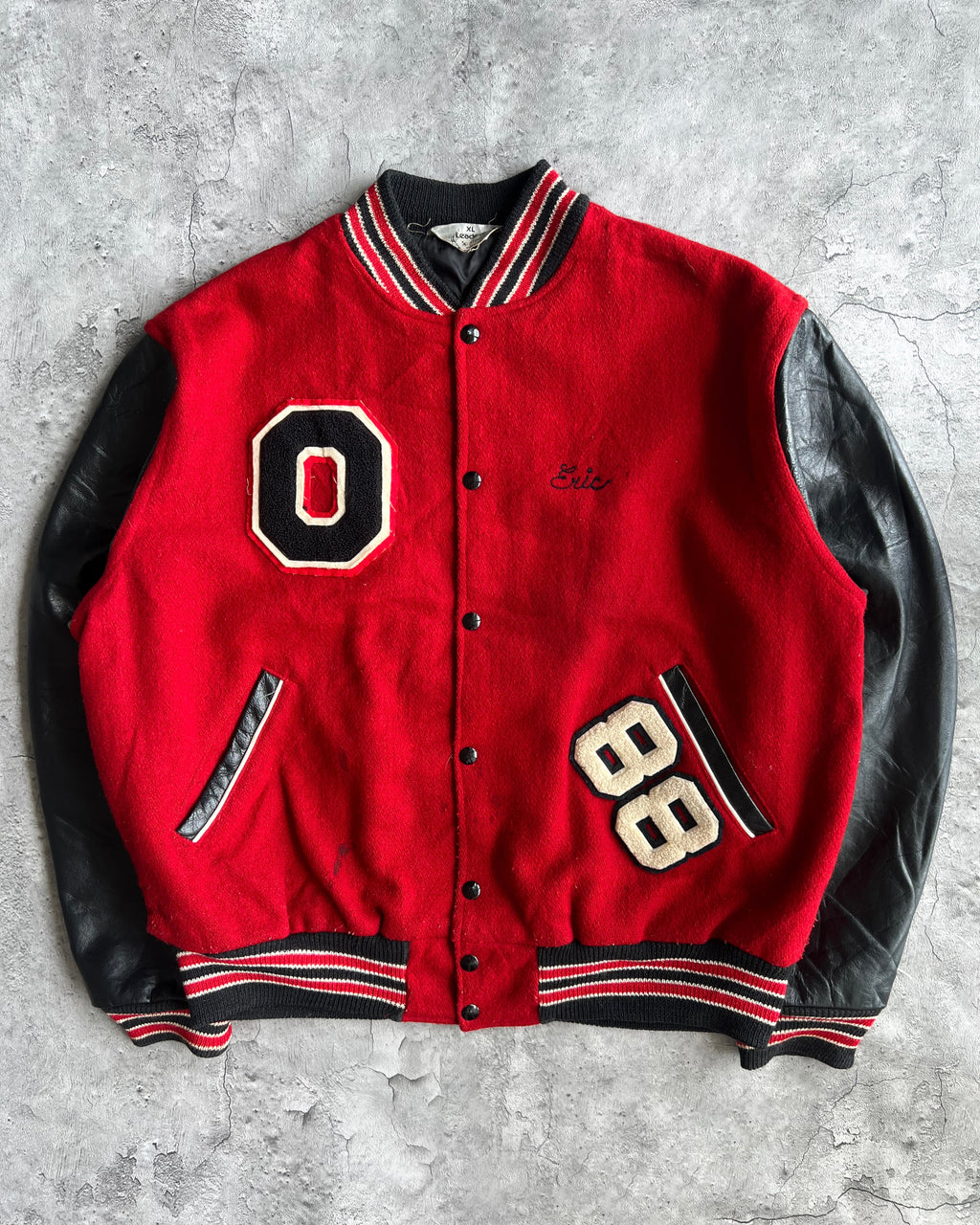 1980S 'OAK HILLS BAND' LEATHER SLEEVES VARSITY JACKETS (XL)