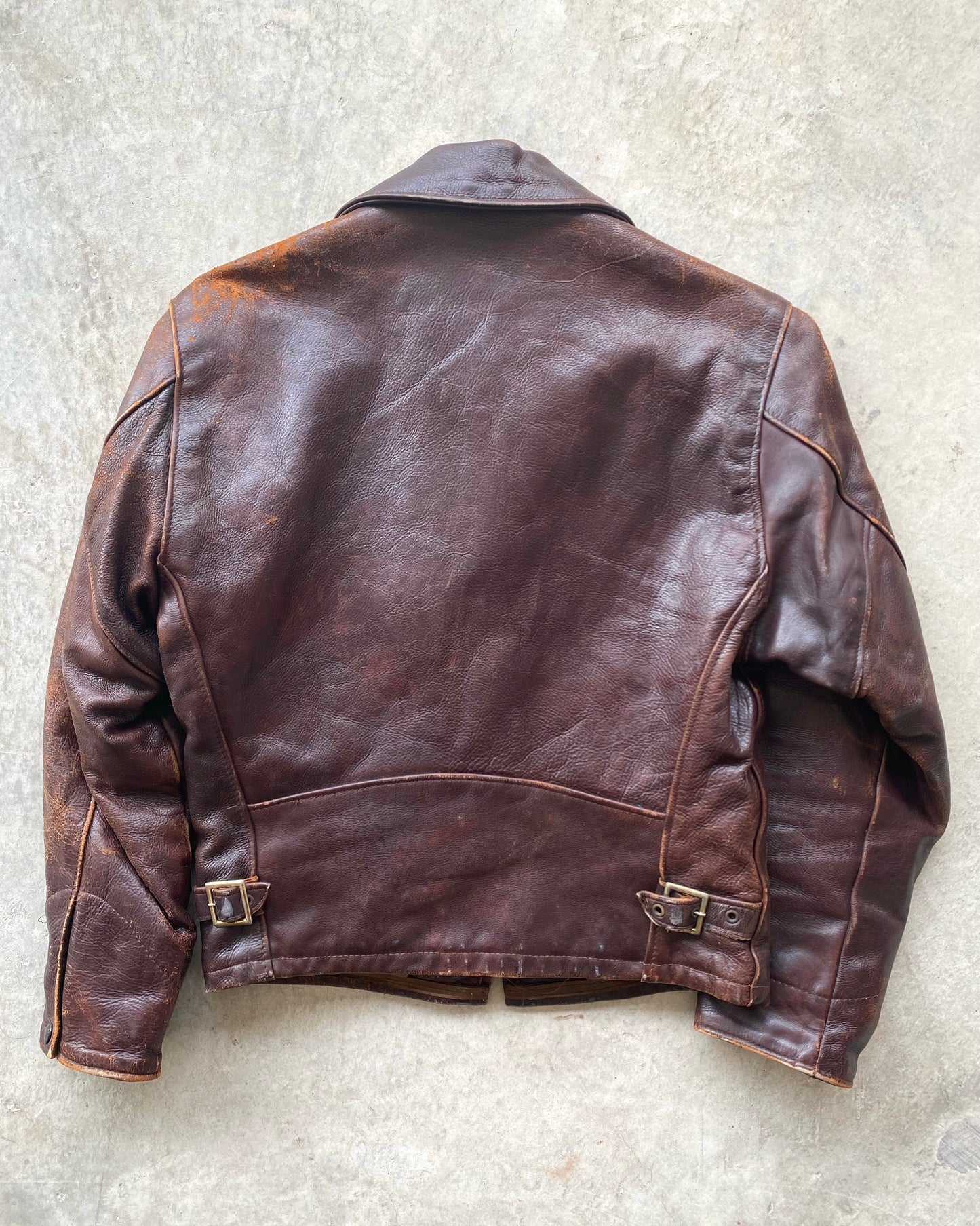 1980S BROWN/MAROON SCHOTT LEATHER JACKET (S/M)