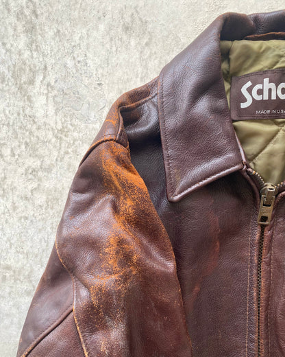 1980S BROWN/MAROON SCHOTT LEATHER JACKET (S/M)