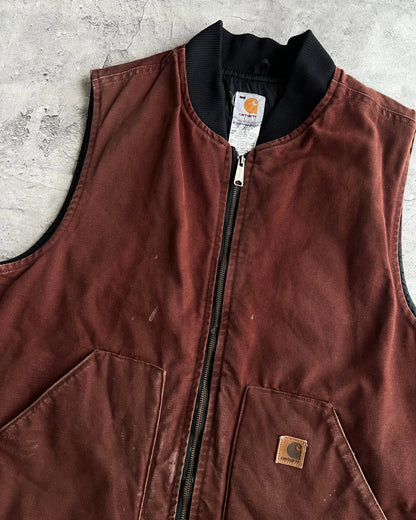 1990S MAROON BROWN CARHARTT WORK VEST (XL)