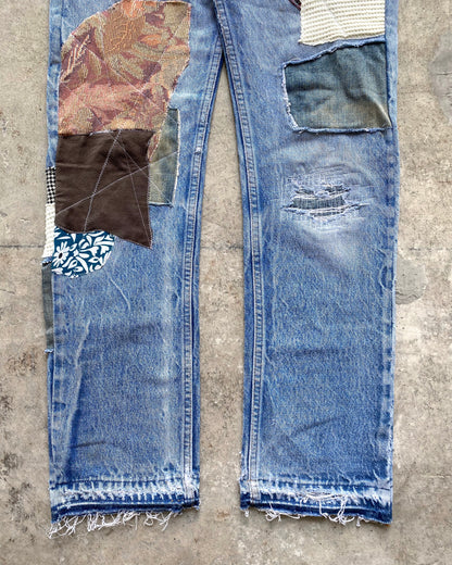 1980S PATCHWORK LEVI'S 501 RELEASED HEM JEANS (29X33)