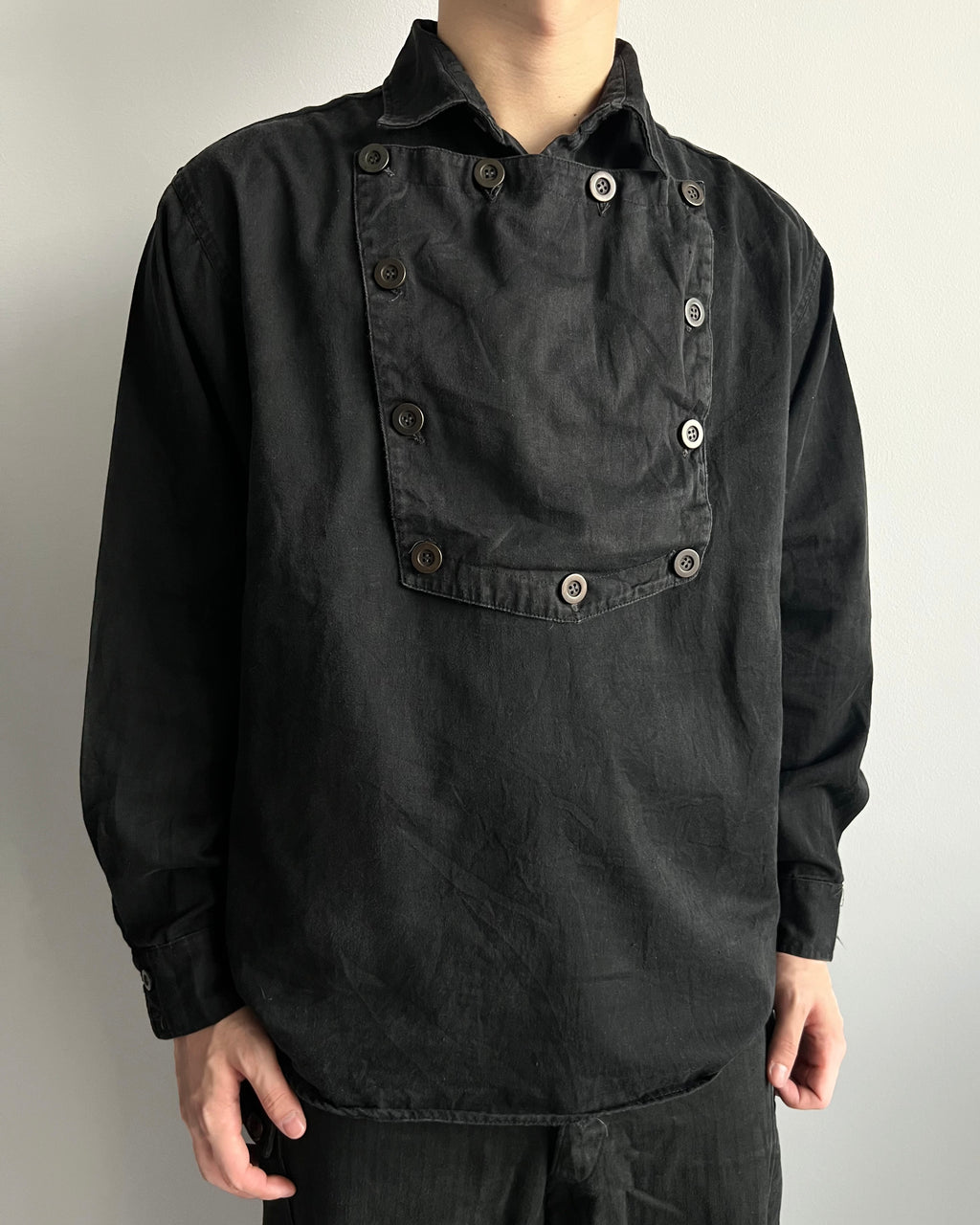 1980S BLACK WESTERN RANGEWEAR BIB SHIRT  (L)
