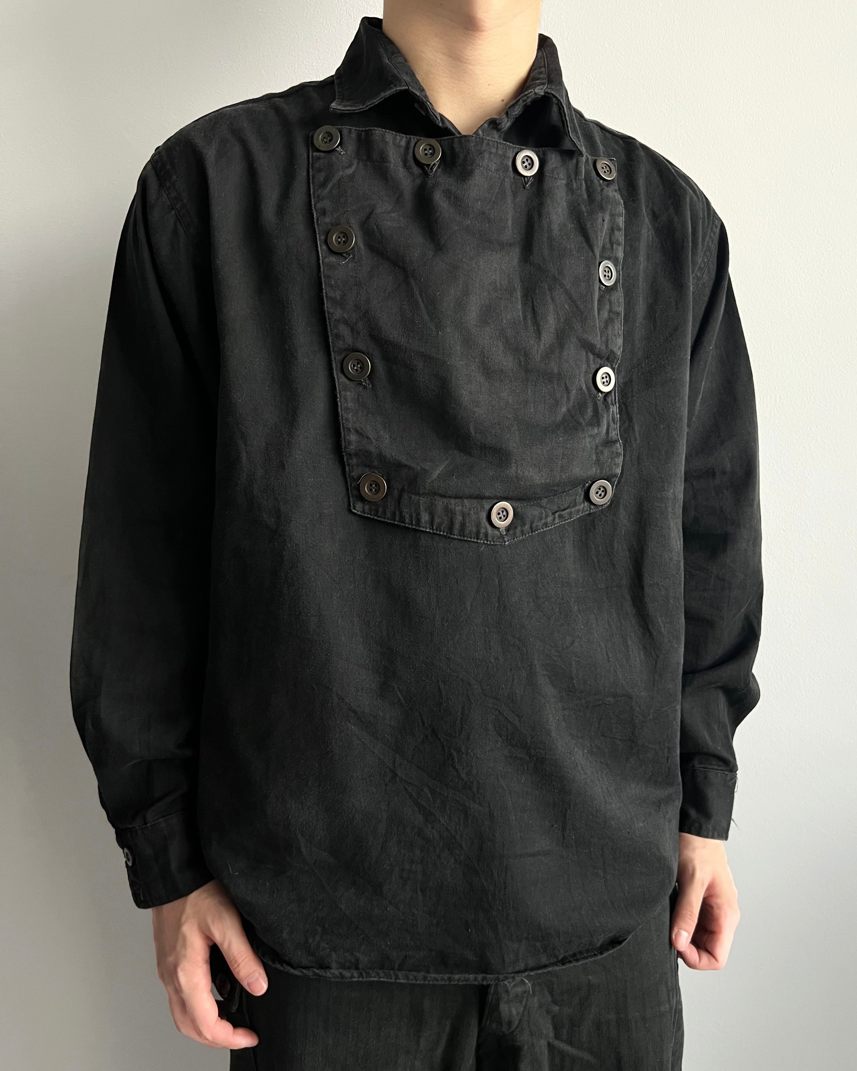 1980S BLACK WESTERN RANGEWEAR BIB SHIRT  (L)