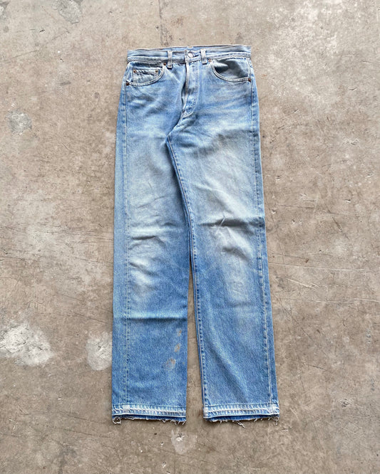 1990S FADED BLUE LEVI'S 501 RELEASE HEM JEANS (30X36)