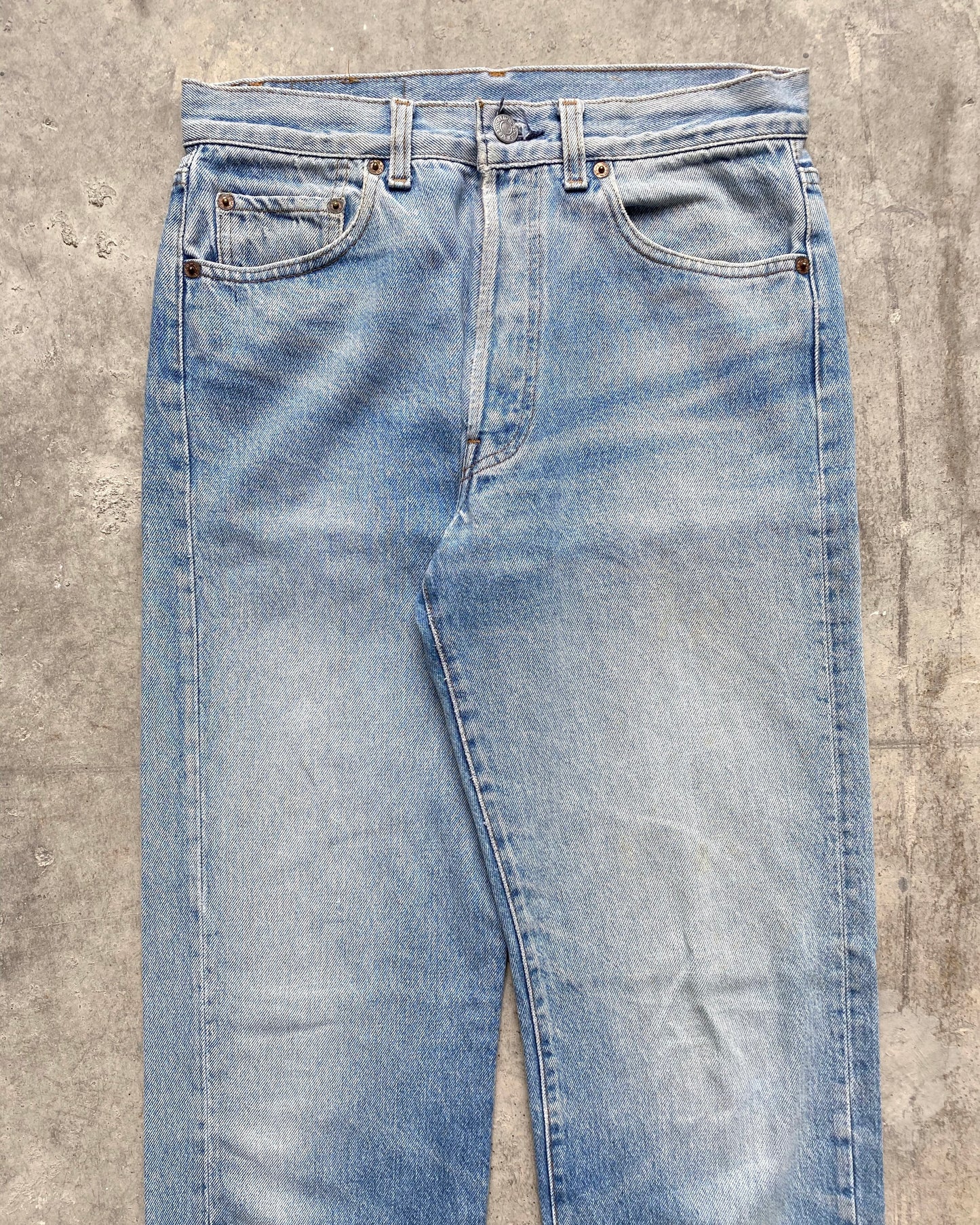 1990S FADED BLUE LEVI'S 501 RELEASE HEM JEANS (30X36)