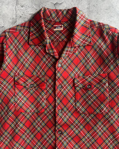 1950/1960S SHADOW PLAID RAYON FLANNEL (M)