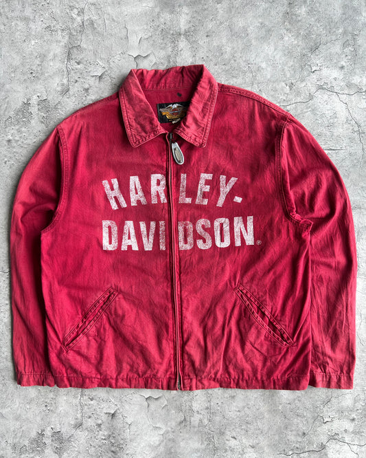 2000S MAROON HARLEY DAVIDSON ZIP-UP WORK JACKET (L)