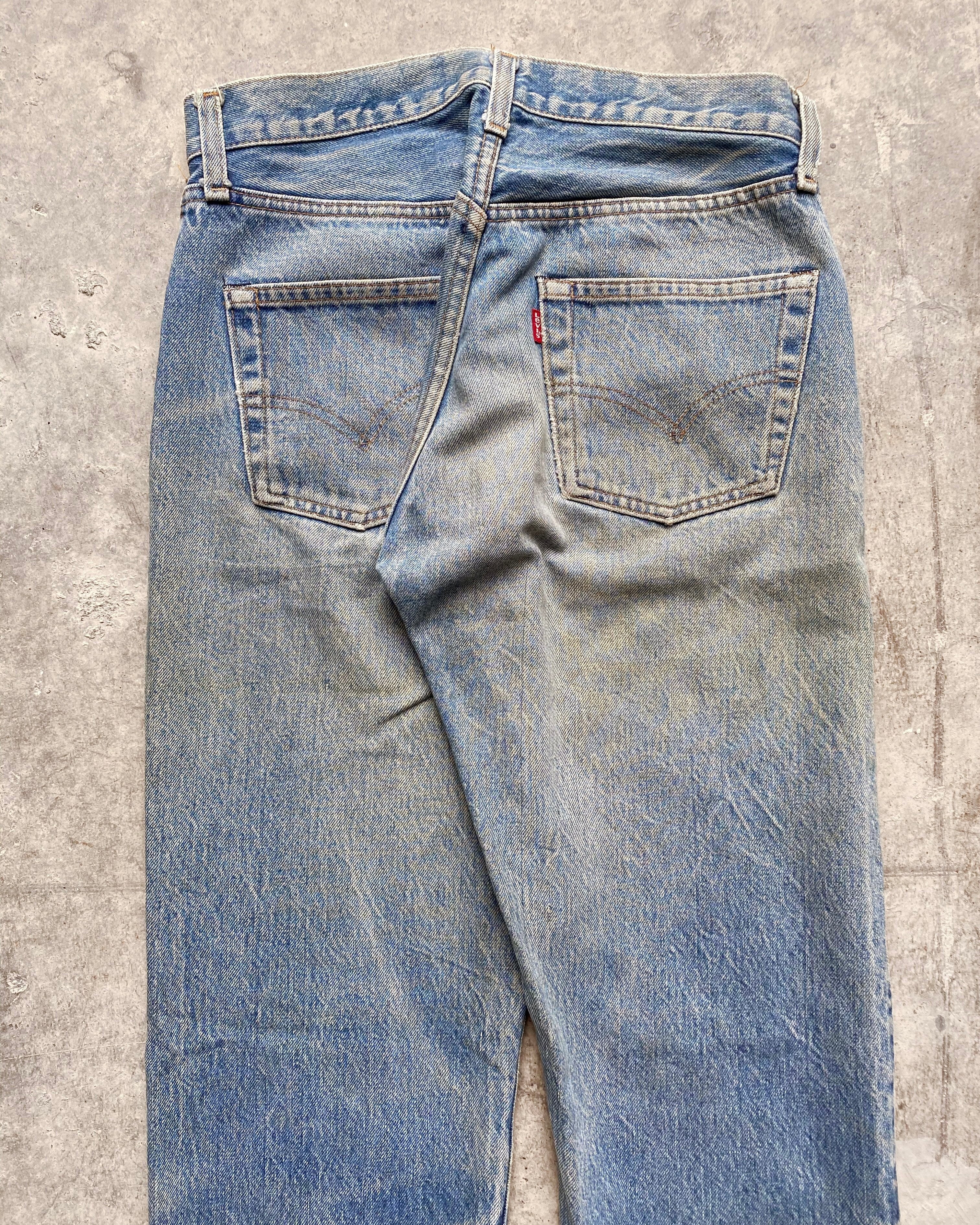 1980S FADED MUD WASHED LEVI'S 501 SELVEDGE JEANS (30X32)