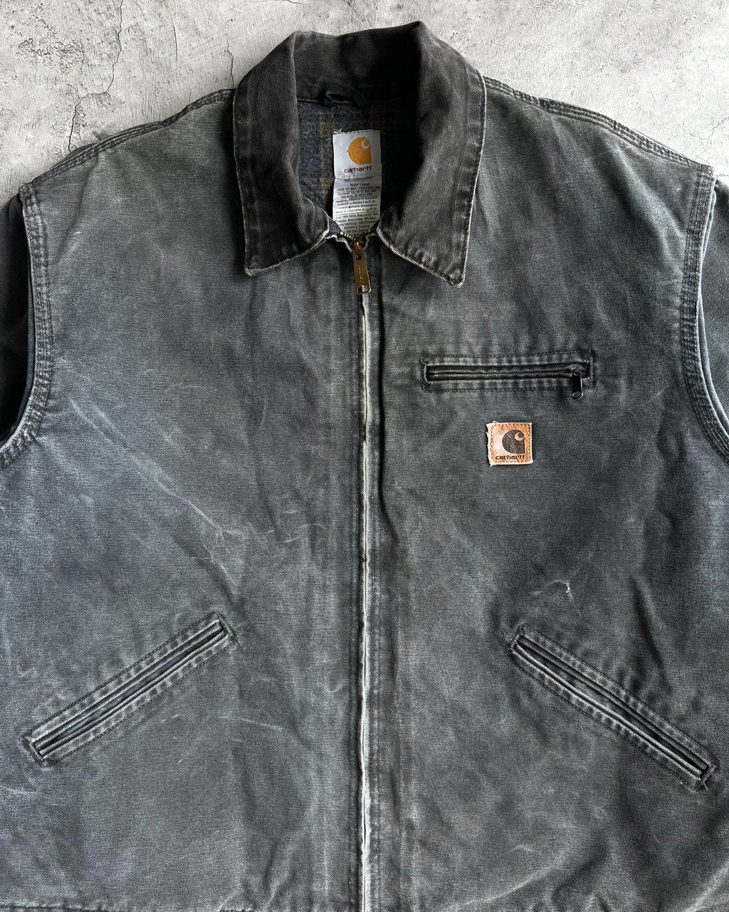 1990S FADED GREY CARHARTT DETROIT WORK JACKET (XL)