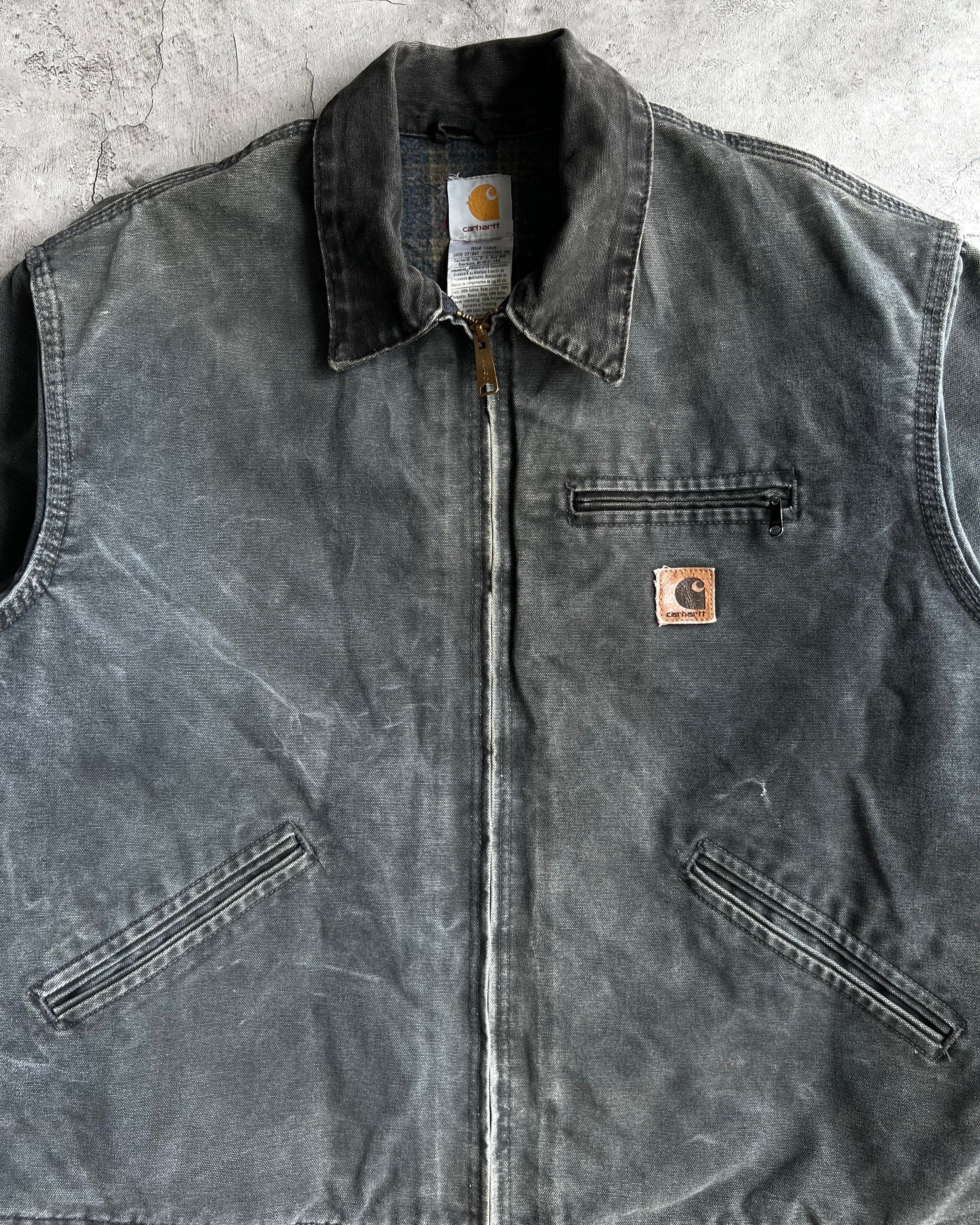 1990S FADED GREY CARHARTT DETROIT WORK JACKET (XL)
