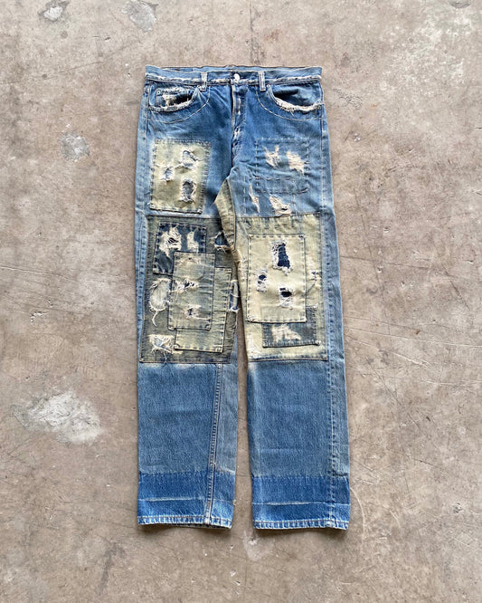 1980S MAJOR REPAIRED LEVI'S 501 JEANS (36X36)