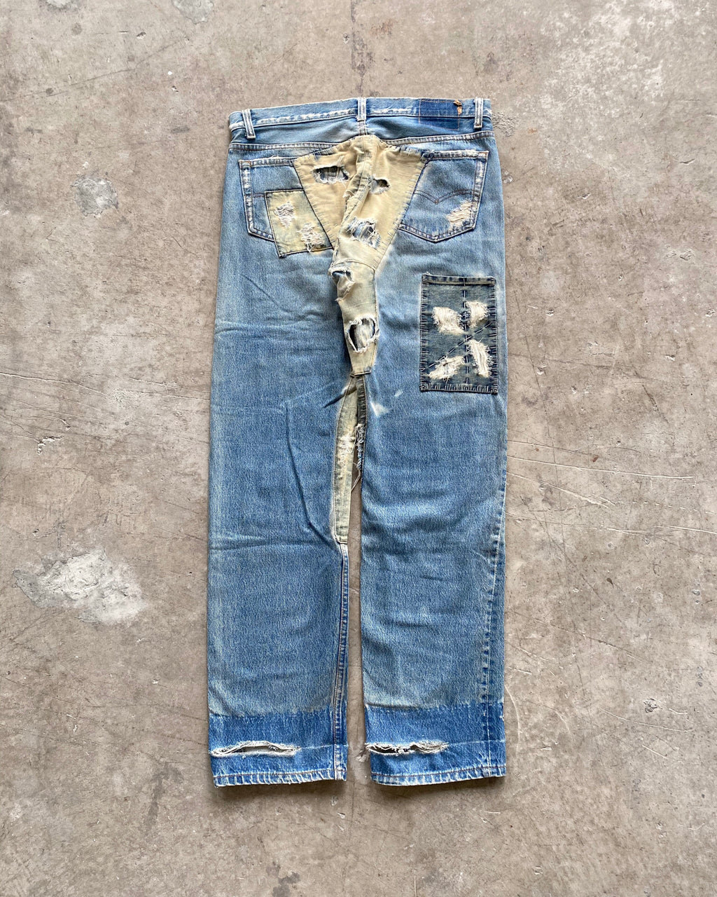 1980S MAJOR REPAIRED LEVI'S 501 JEANS (36X36)