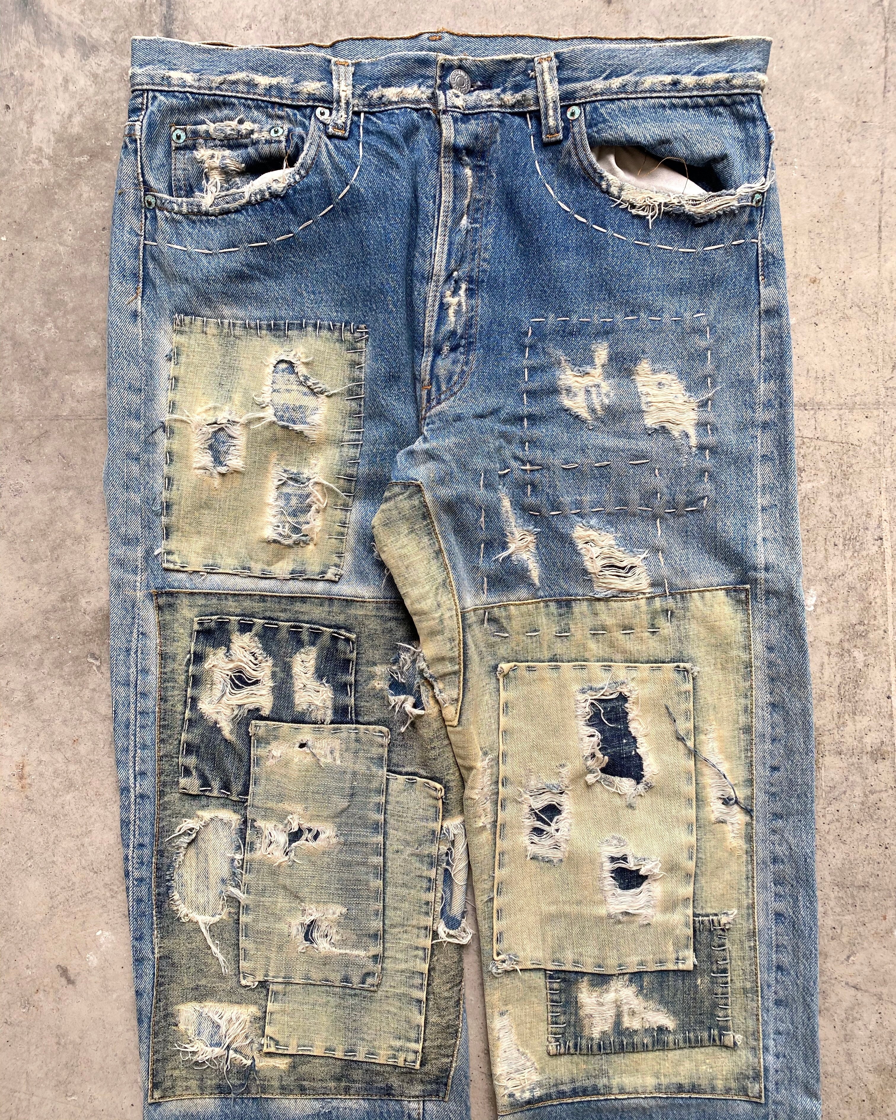 1980S MAJOR REPAIRED LEVI'S 501 JEANS (36X36)