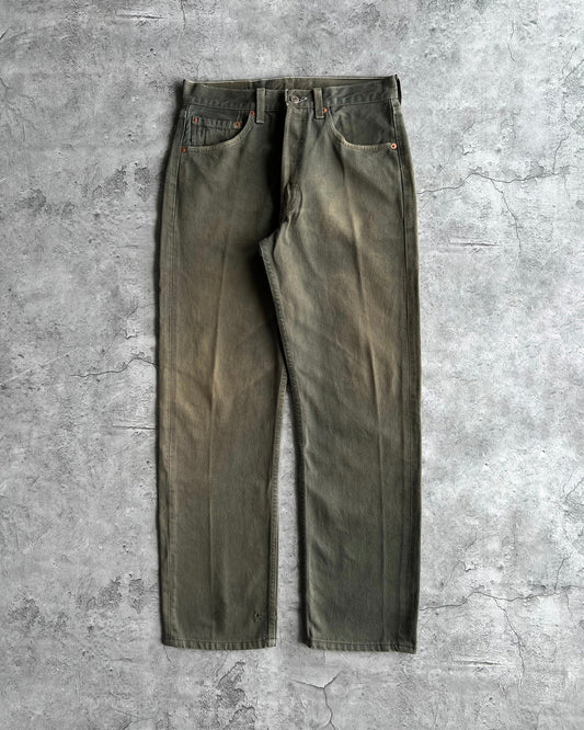 1990S FADED GREEN LEVI'S 501 RELEASED HEM JEANS (31X34)