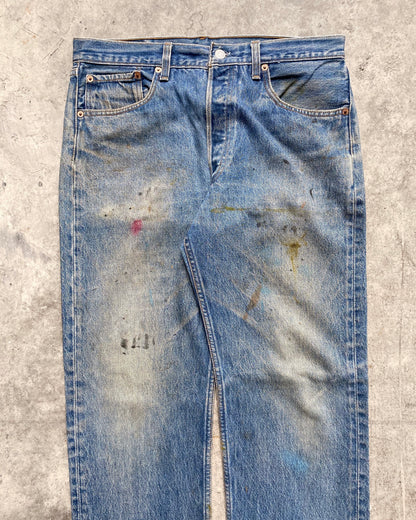 1990S PAINTED LEVI'S 501 RELEASED HEM JEANS (34X34)