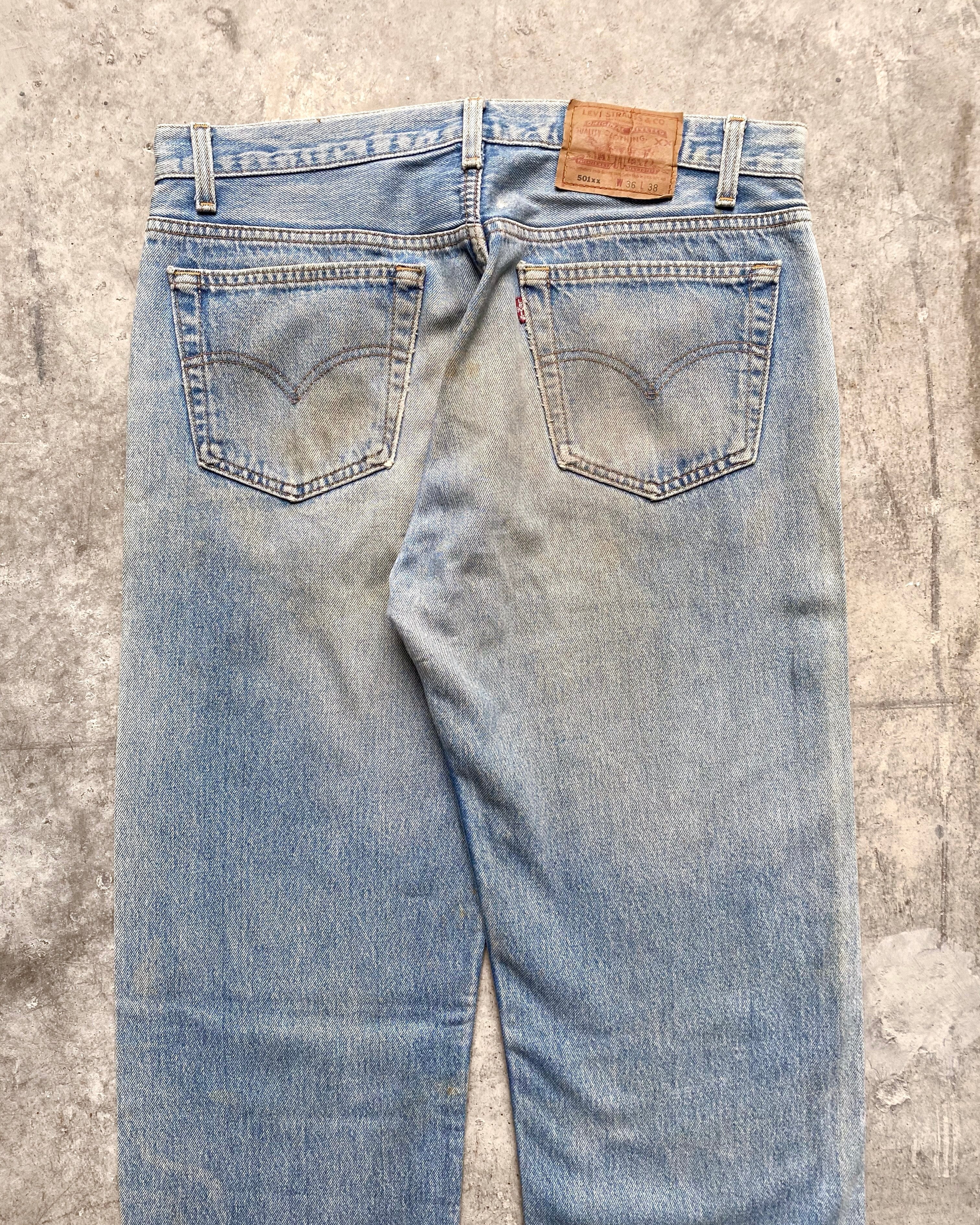 1980S FADED WASHED LEVI'S 501 JEANS (36X38)