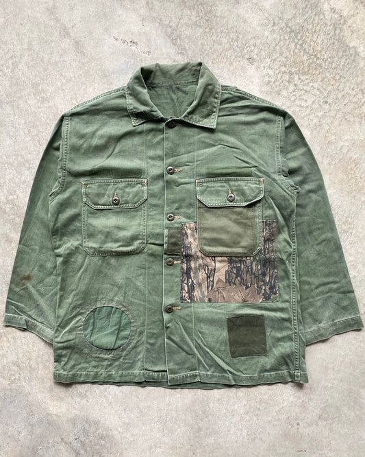 1960S PATCHED/REPAIRED OG-107 US ARMY SHIRT (L-XXL)