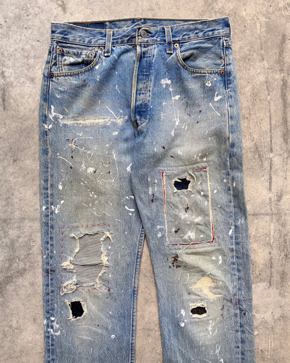 1990S PAINTED/REPAIRED LEVI'S 501 JEANS SIZE (30X34)