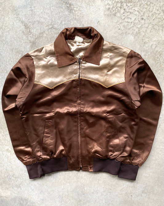 1980S BROWN WESTERN BOMBER JACKET (S-L)