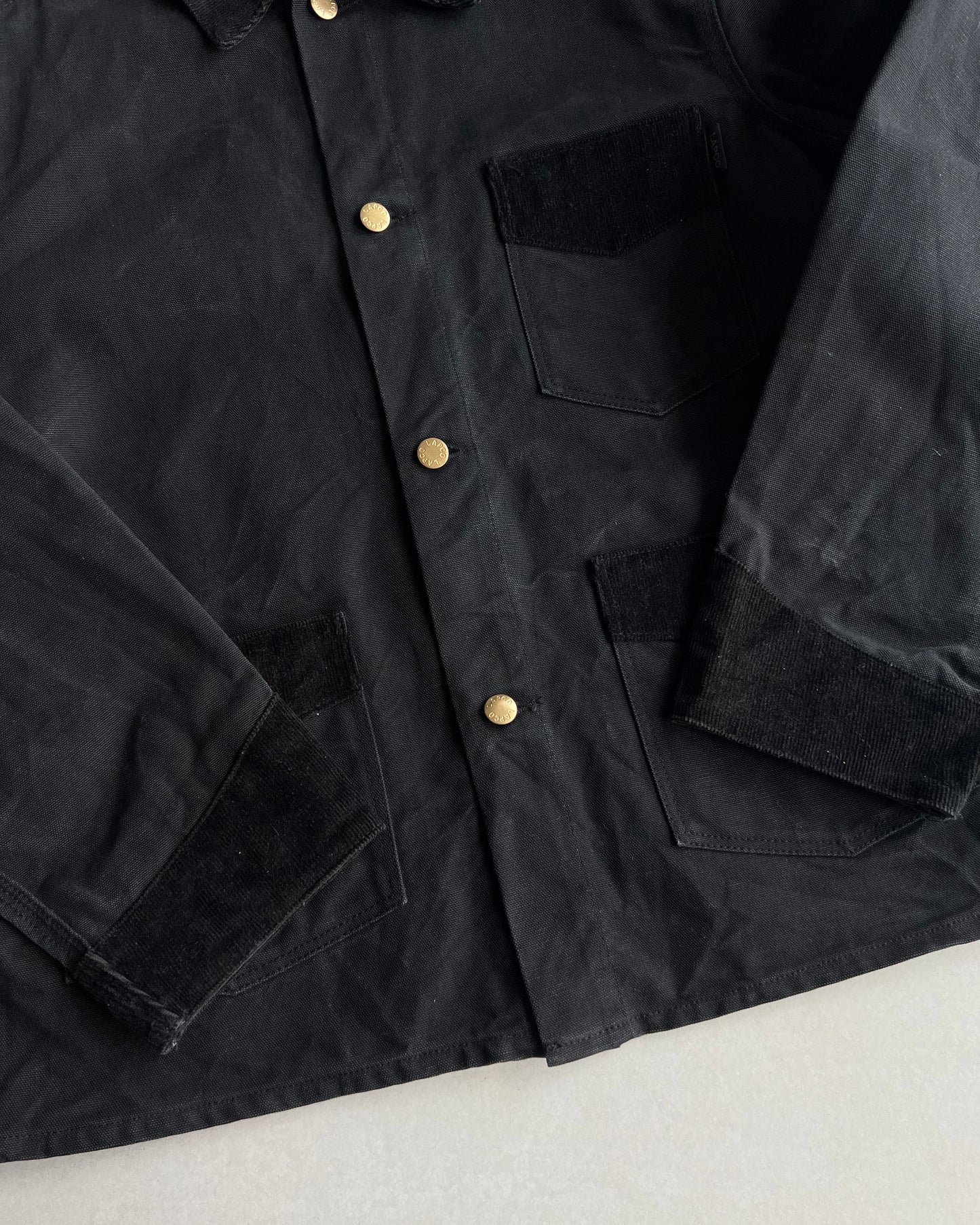 1980S LAPCO TWO-TONE BLACK CANVAS CHORE JACKET (L)