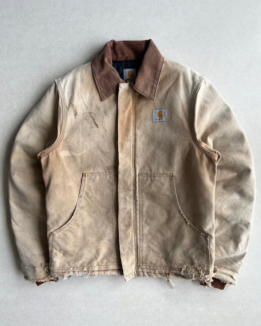 1990S FADED BROWN CARHARTT ARCTIC DISTRESSED WORK JACKET (M)