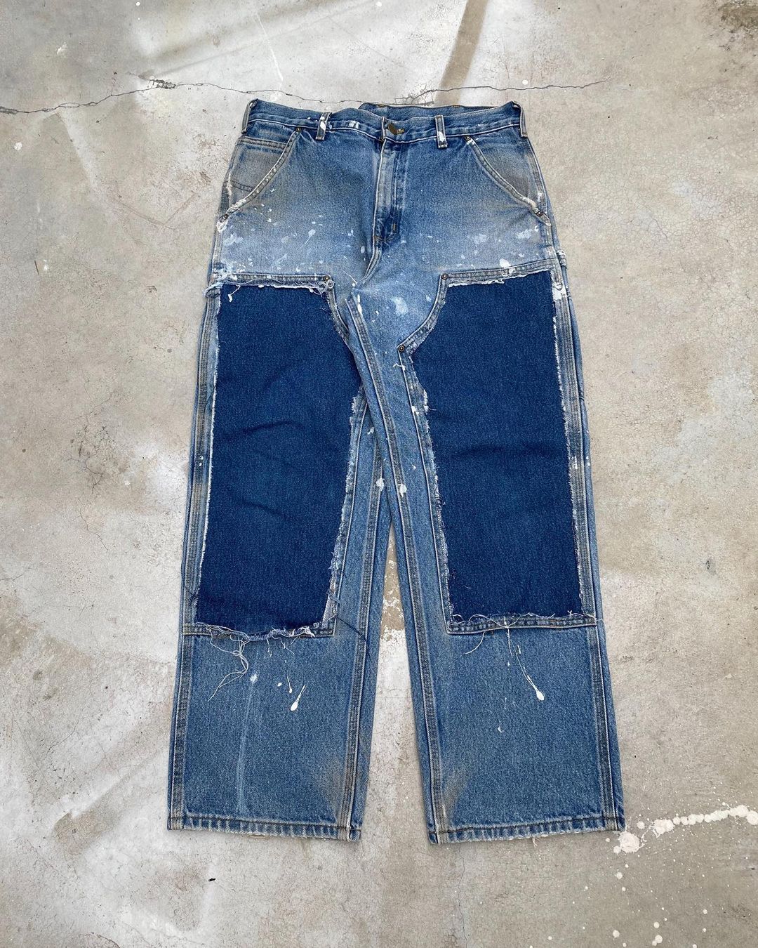 1990s Carhartt Destroyed/Painted Double Knee Jeans