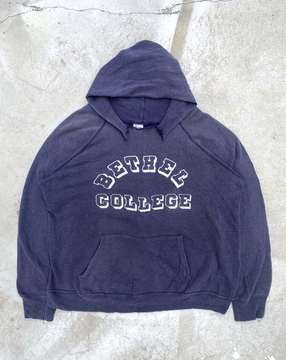 1980S FADED ‘BETHEL COLLEGE’ TORN CHAMPION HOODIE (L)