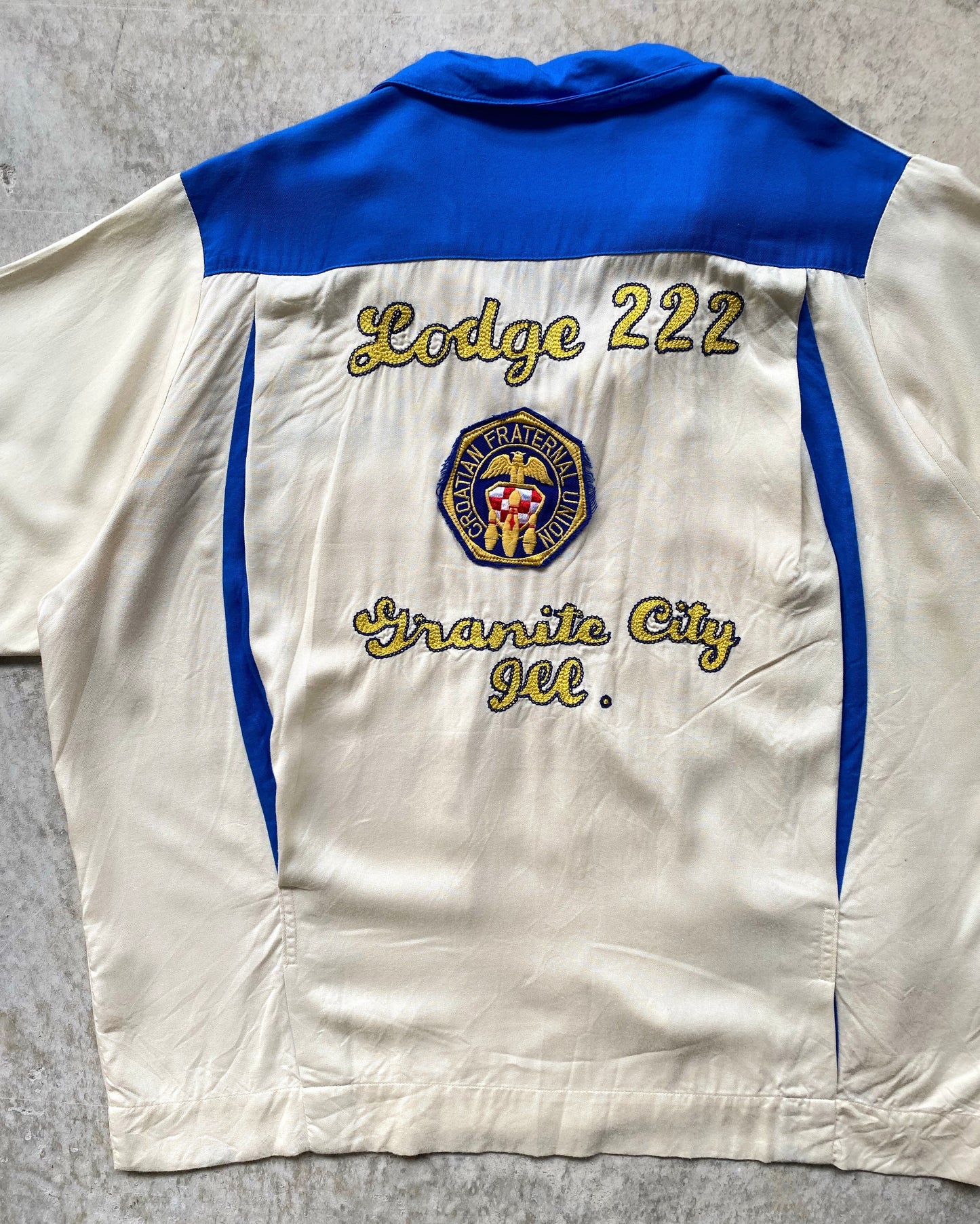 1970S 'LODGE 222' RAYON BOWLING SHIRT (M/L)