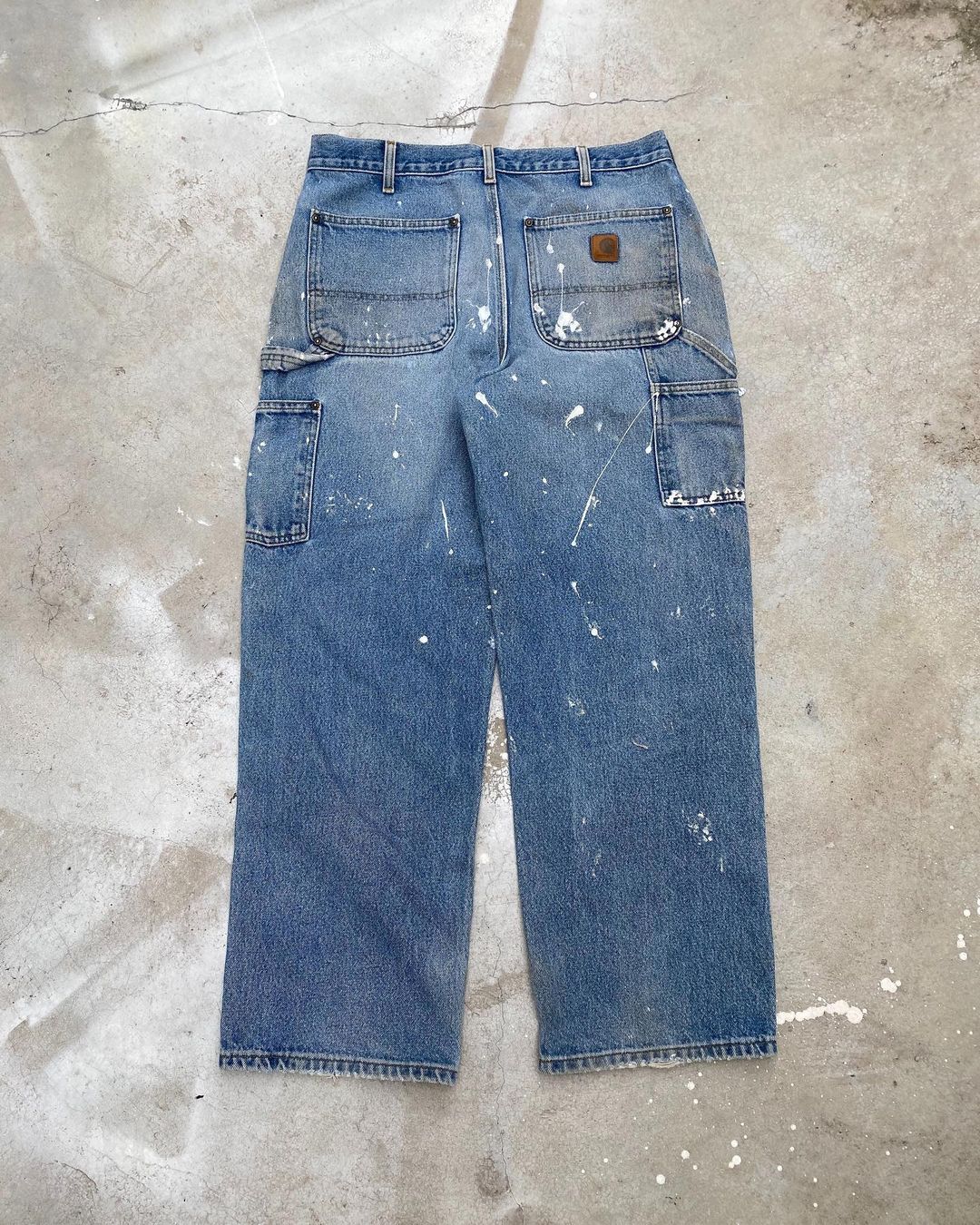 1990s Carhartt Destroyed/Painted Double Knee Jeans