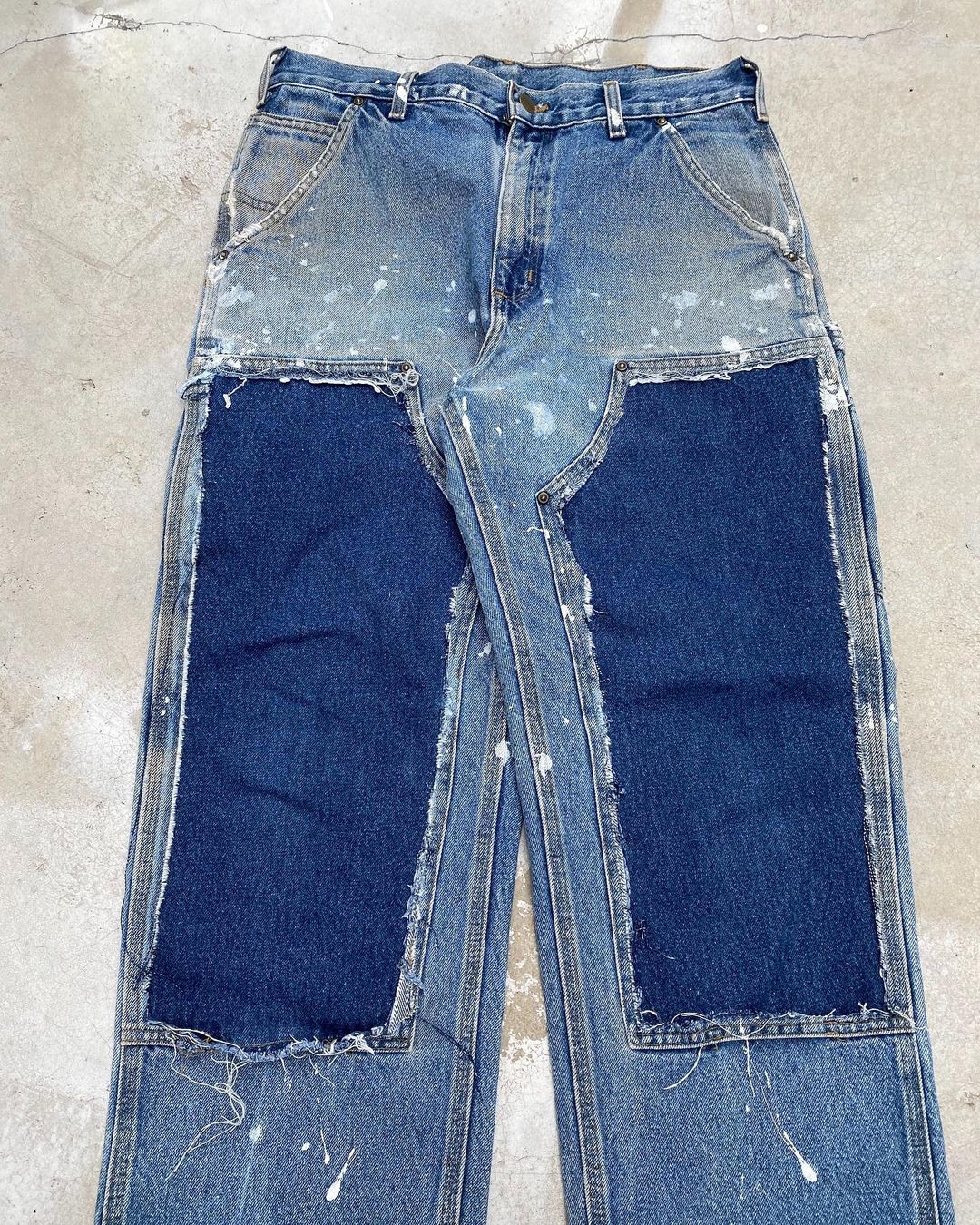 1990s Carhartt Destroyed/Painted Double Knee Jeans