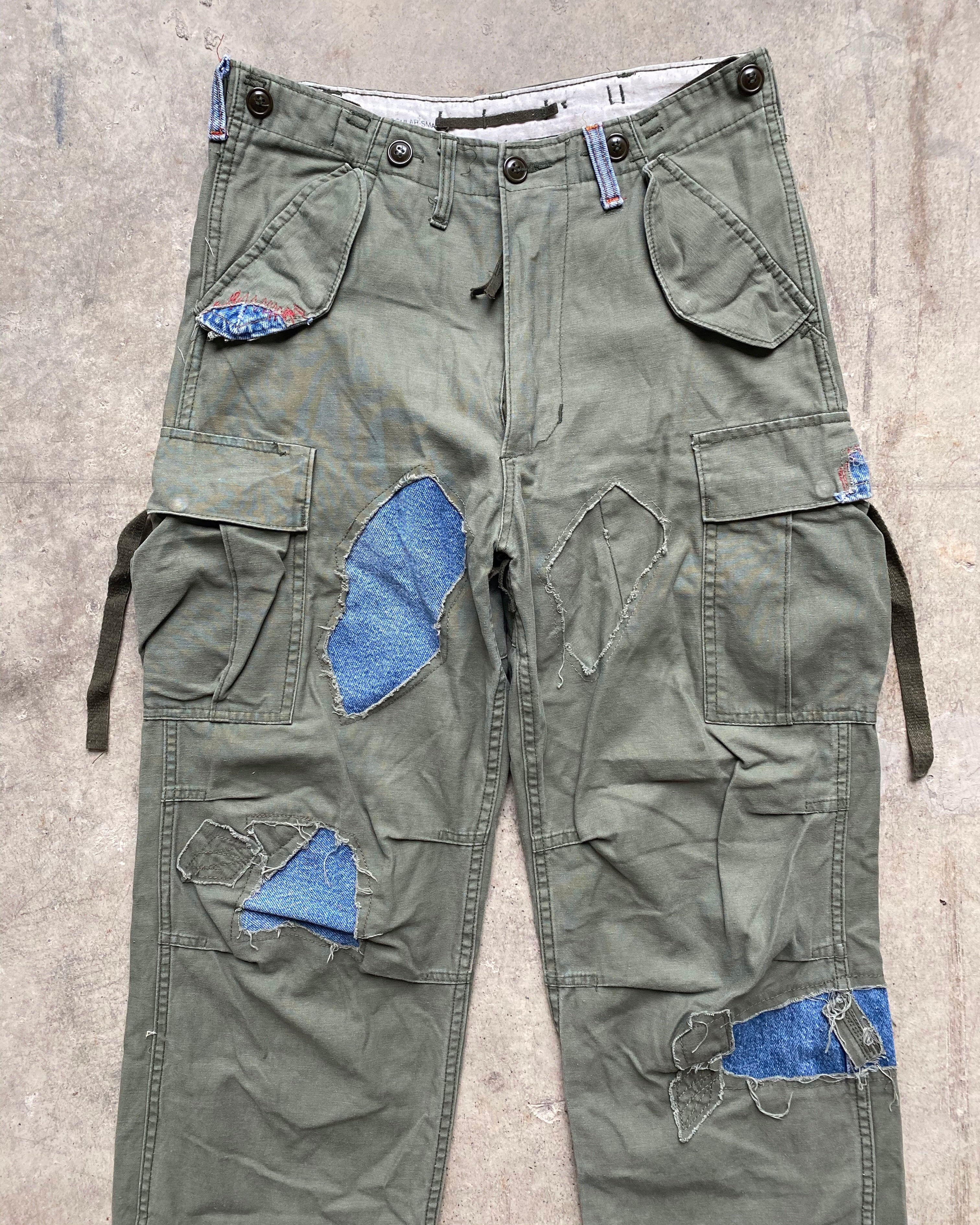 1990S US ARMY MILITARY FIELD M-1951 REPAIRED TROUSERS (WAIST 28-32)