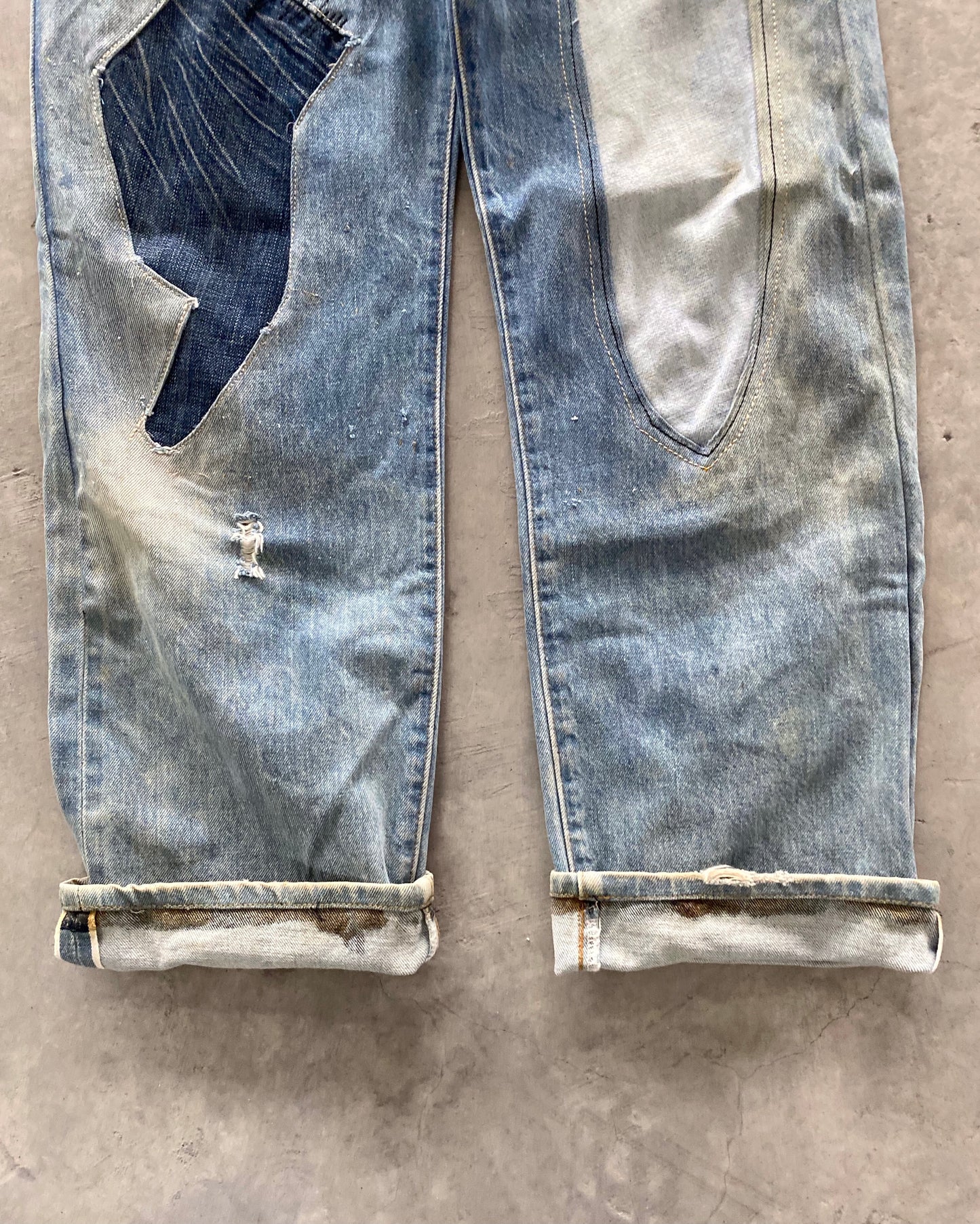 1990S LEVI'S 501 REPAIRED SELVEDGE JEANS SIZE (31X36)