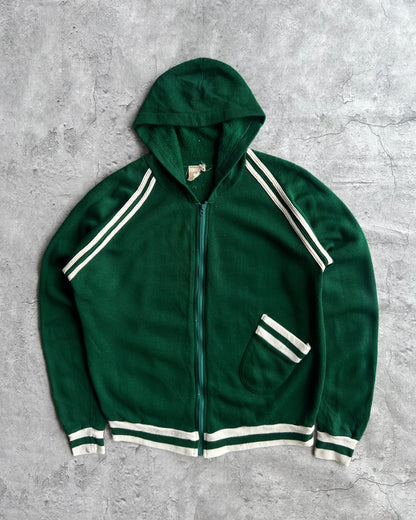 1970S GREEN SPORTS ZIP-UP RAGLAN HOODIE (M)